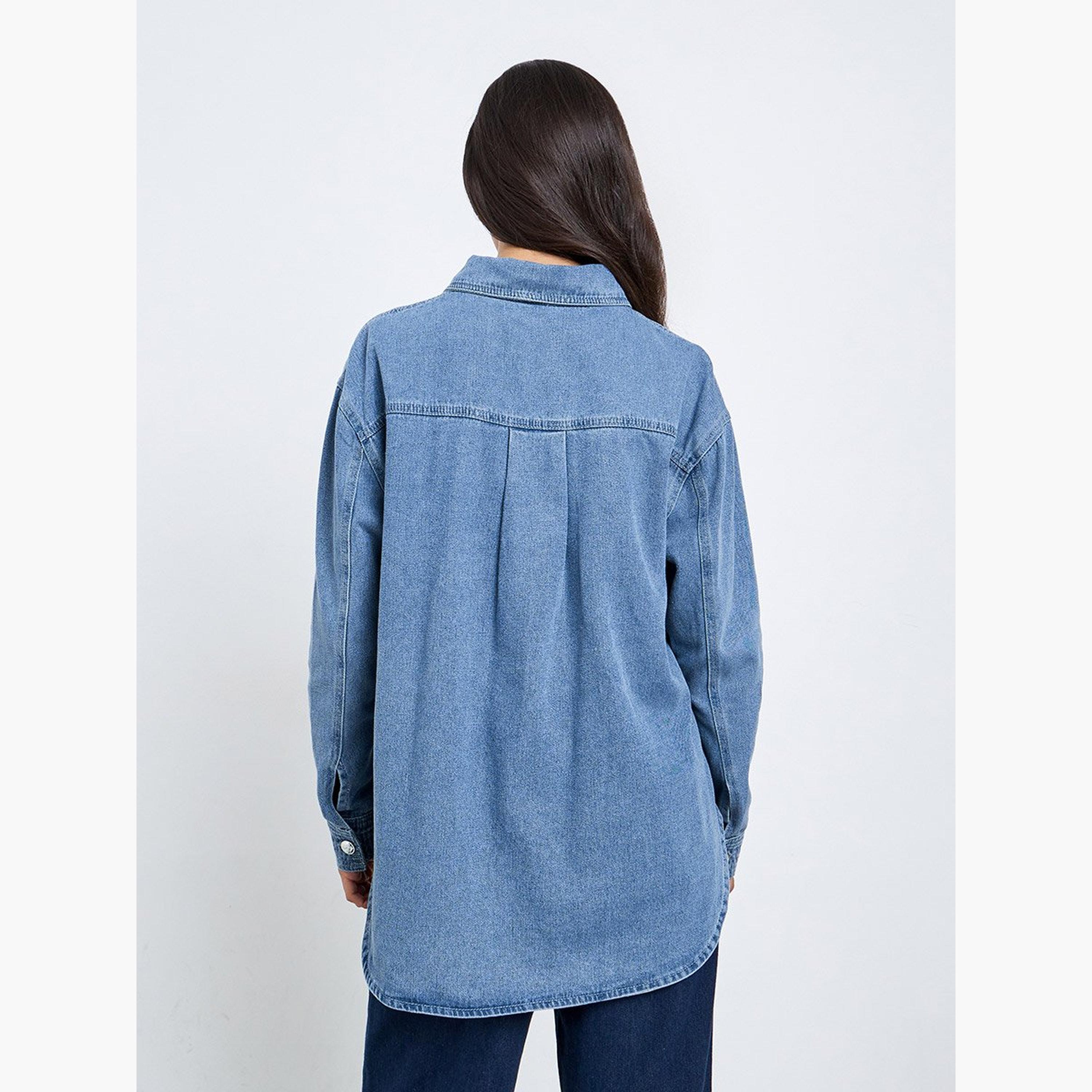 ستايلي - قميص جينز طويل أزرق-women-clothing-shirtsandblouses-shirts-image-5