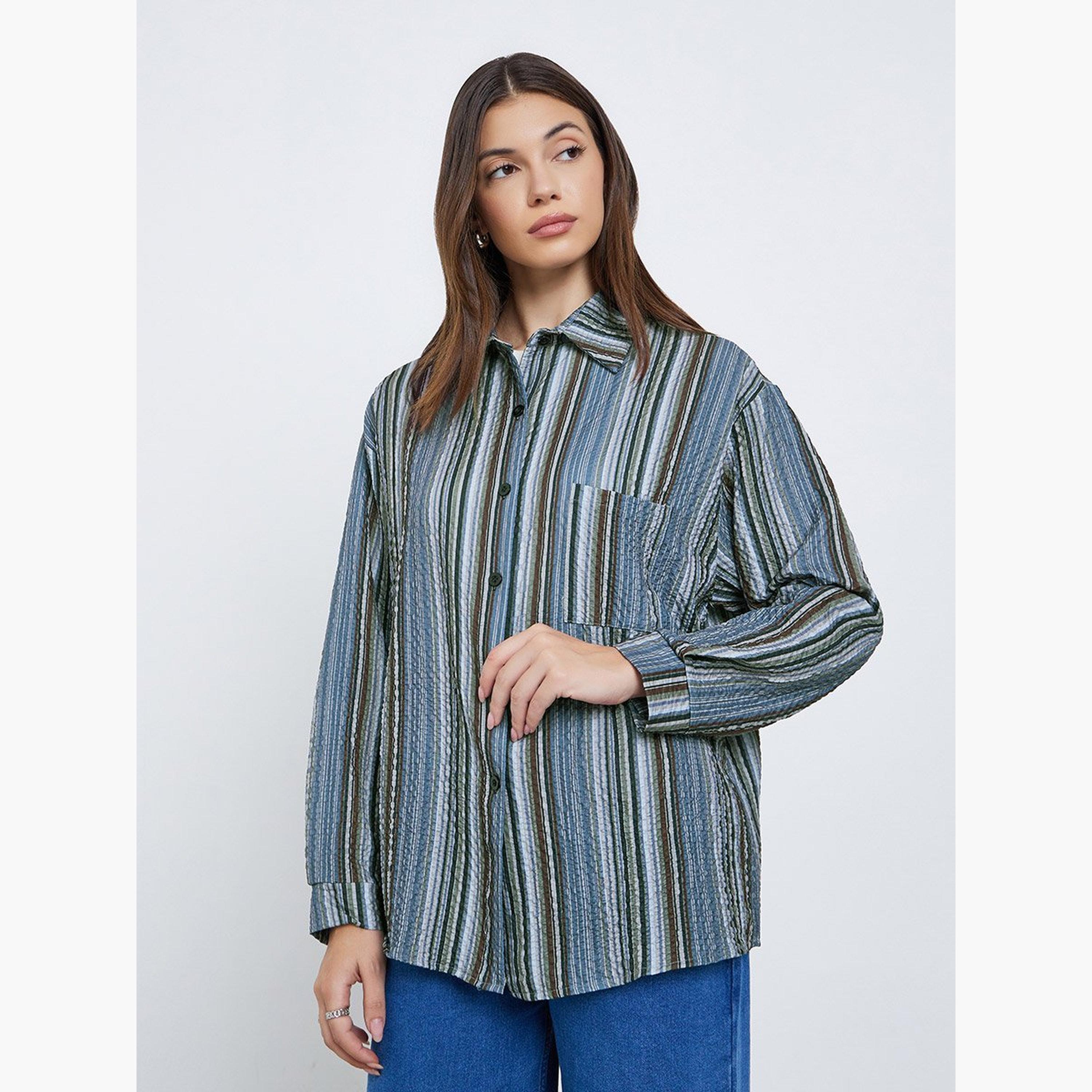 Styli Multi Stripe Textured Shirt-women-clothing-shirtsandblouses-shirts-image-3