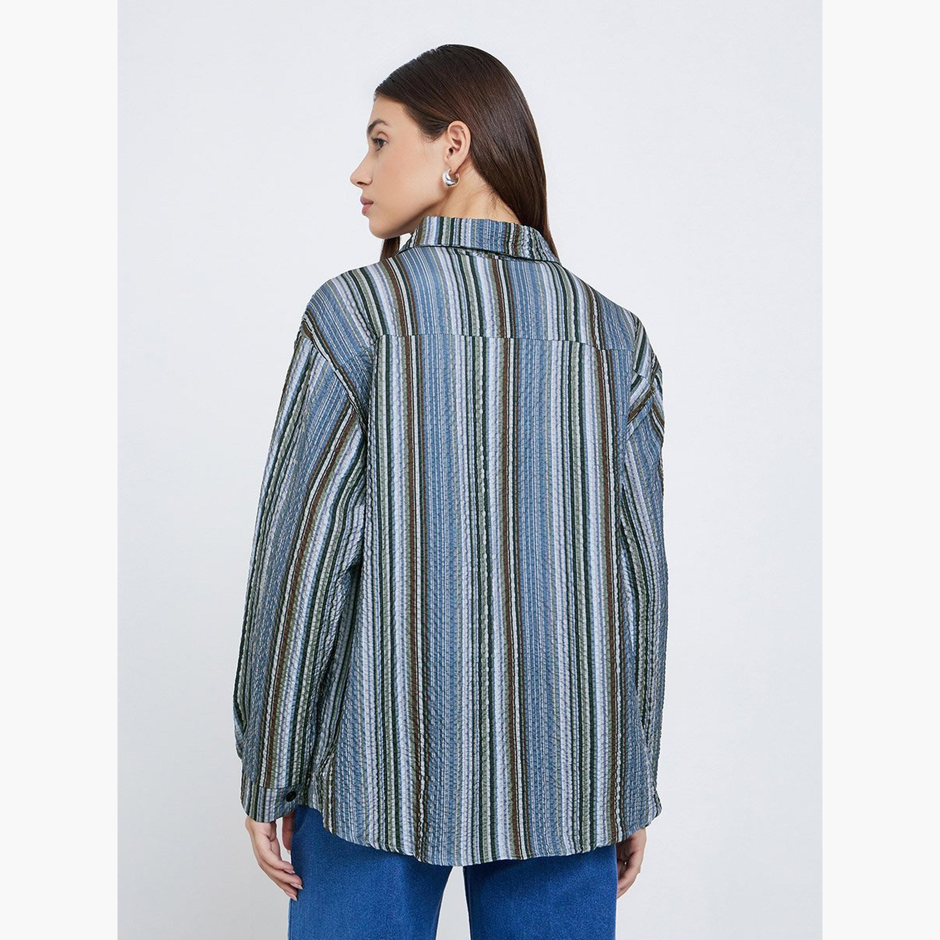 Styli Multi Stripe Textured Shirt-women-clothing-shirtsandblouses-shirts-image-5