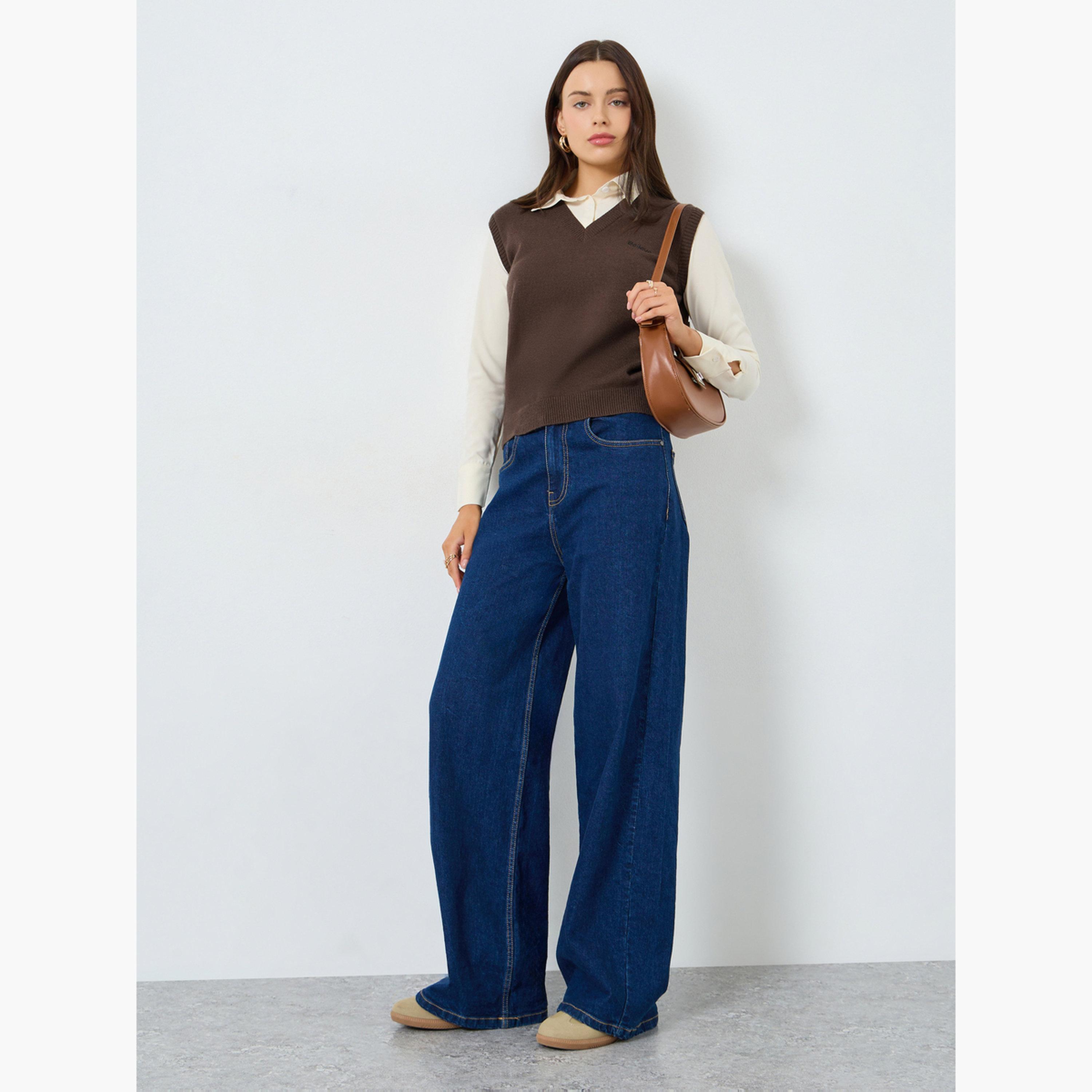 ستايلي - سترة بنية اللون مع قميص بأكمام طويلة للنساء-women-clothing-shirtsandblouses-shirts-image-2