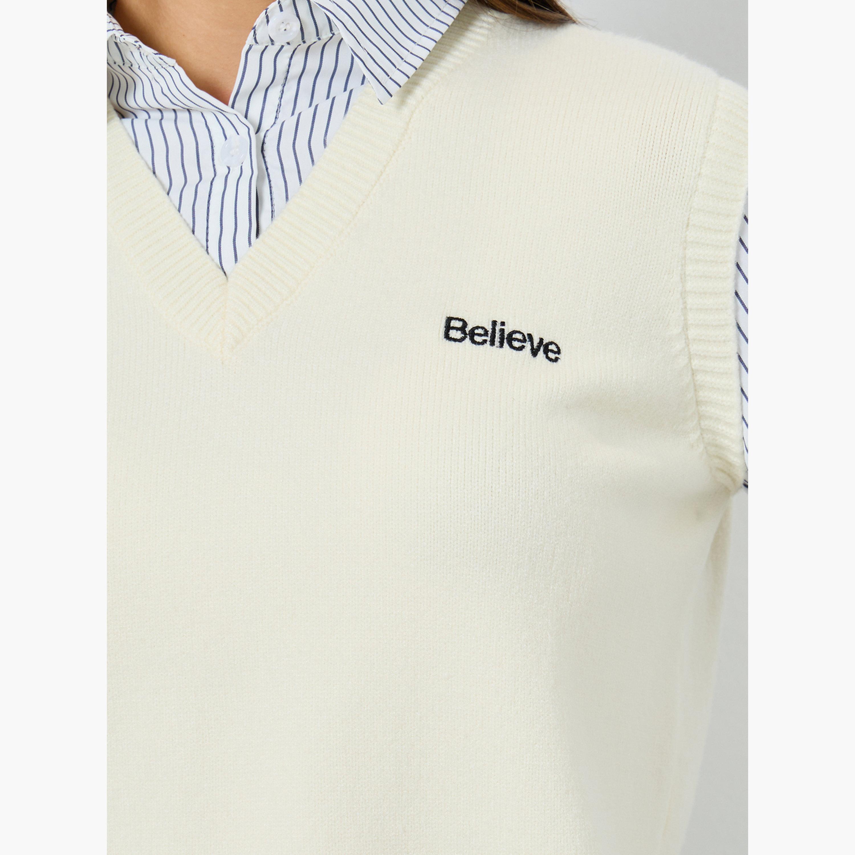 Styli Women Off White Long Sleeve Shirt with Vest-women-clothing-shirtsandblouses-shirts-image-3