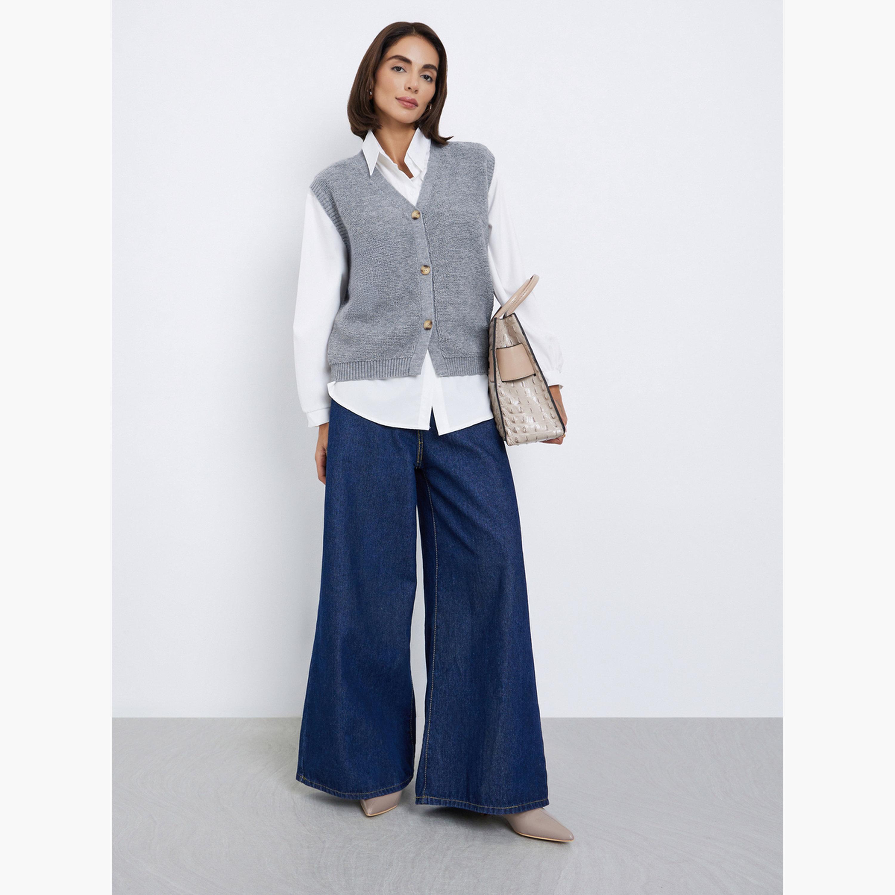 ستايلي - سترة رمادية بدون أكمام من الصوف المحبوك للنساء-women-clothing-tshirts-image-2