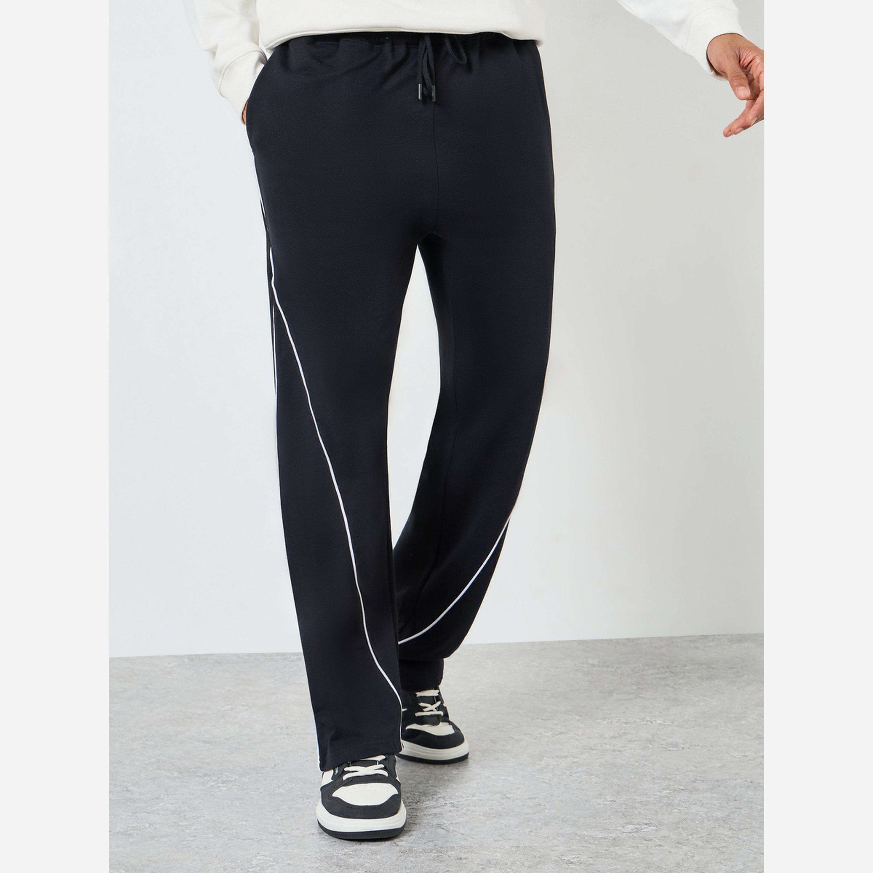 Styli Men Oversized Piping Interlock Open Hem Terry Joggers-men-clothing-bottoms-joggers-image-1