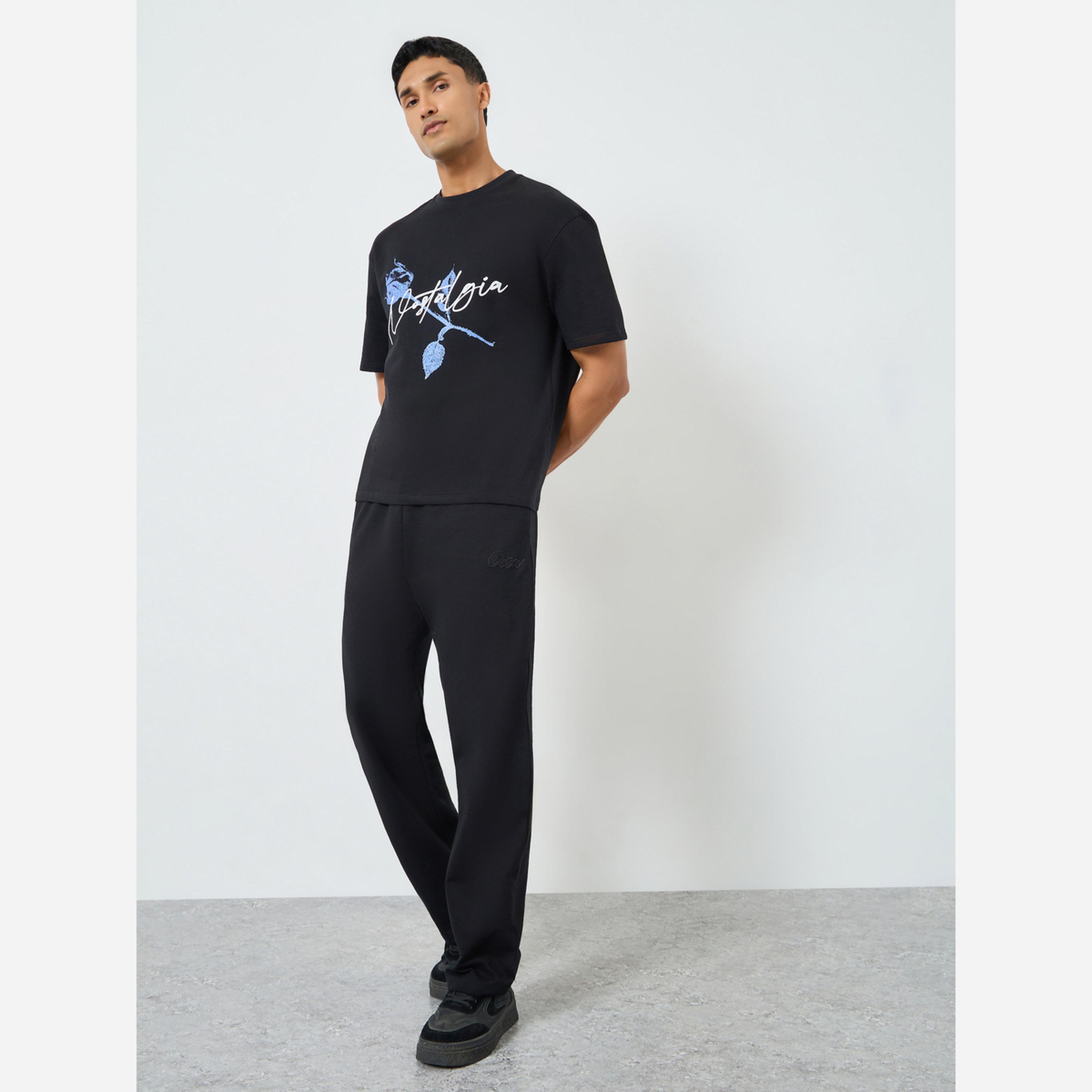 Styli Men Black Relaxed Fit Terry Joggers-men-clothing-bottoms-joggers-image-2