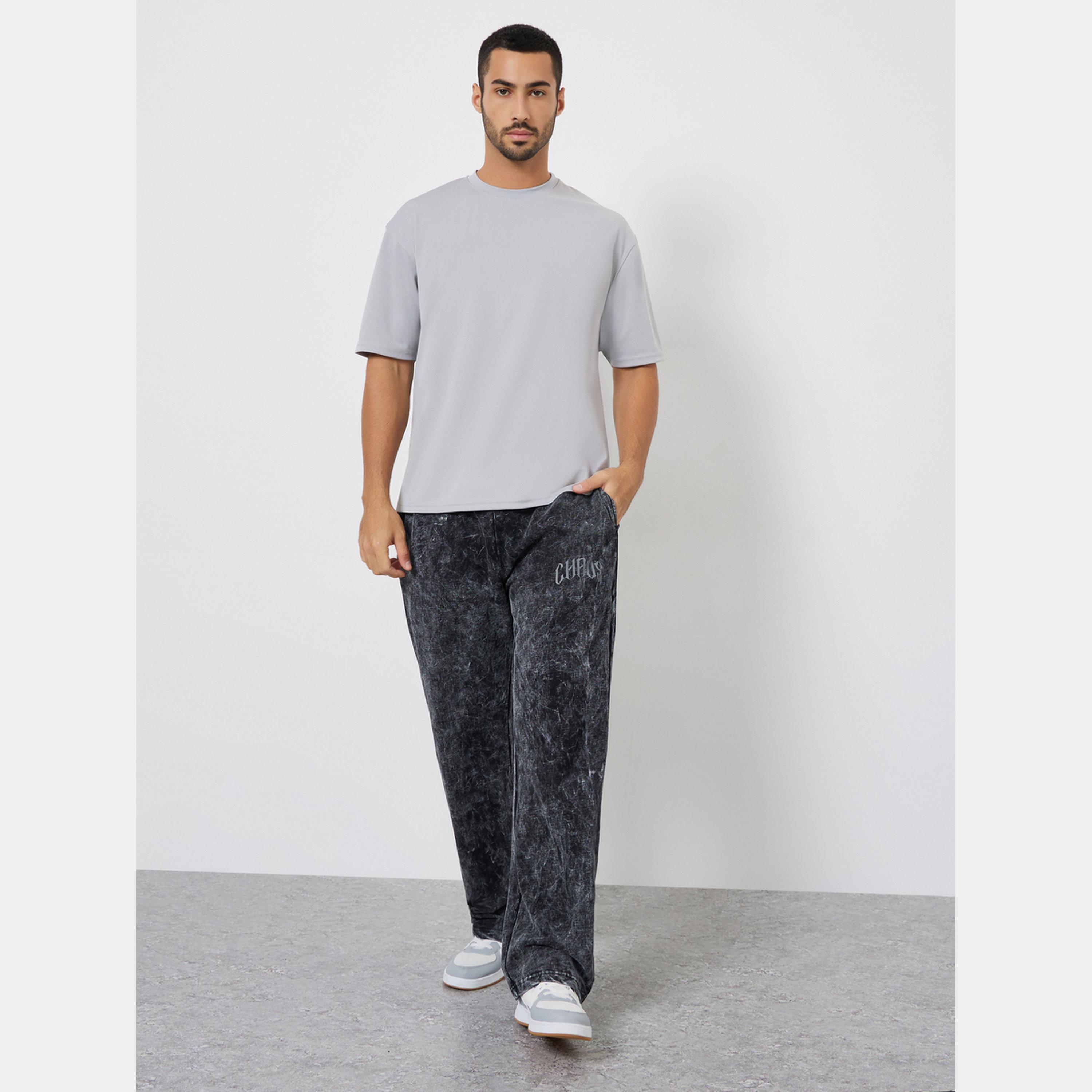 ستايلي - بنطال رياضي تيري مقاس واسع لون أسود مغسول بالحمض-men-clothing-bottoms-joggers-image-2