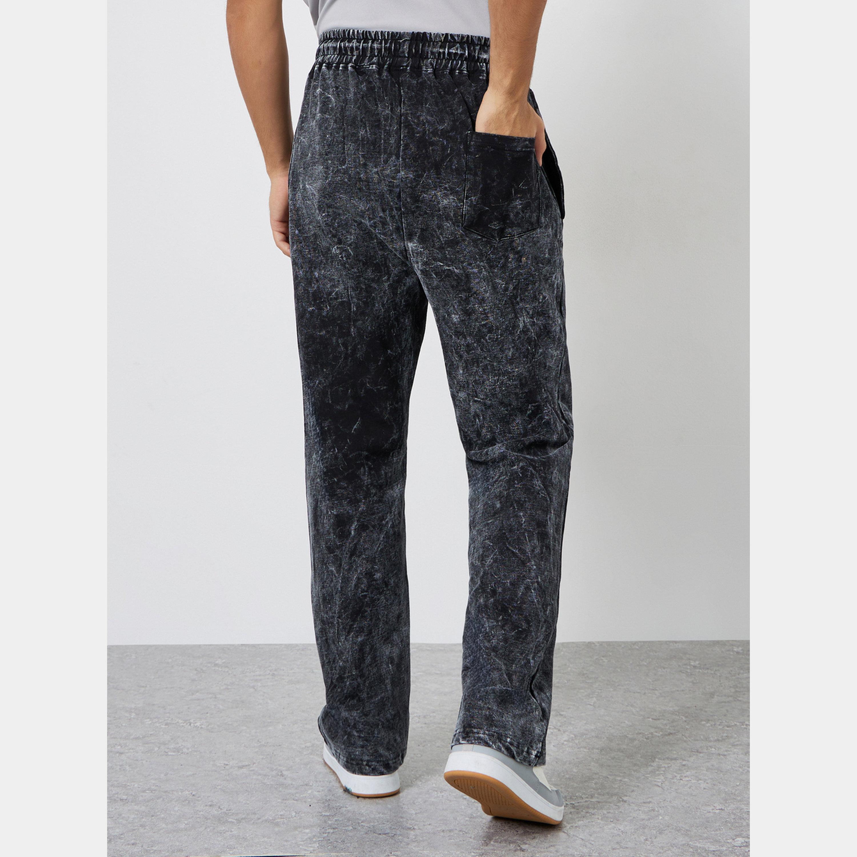 Styli Acid Wash Black Terry Oversized Joggers-men-clothing-bottoms-joggers-image-4