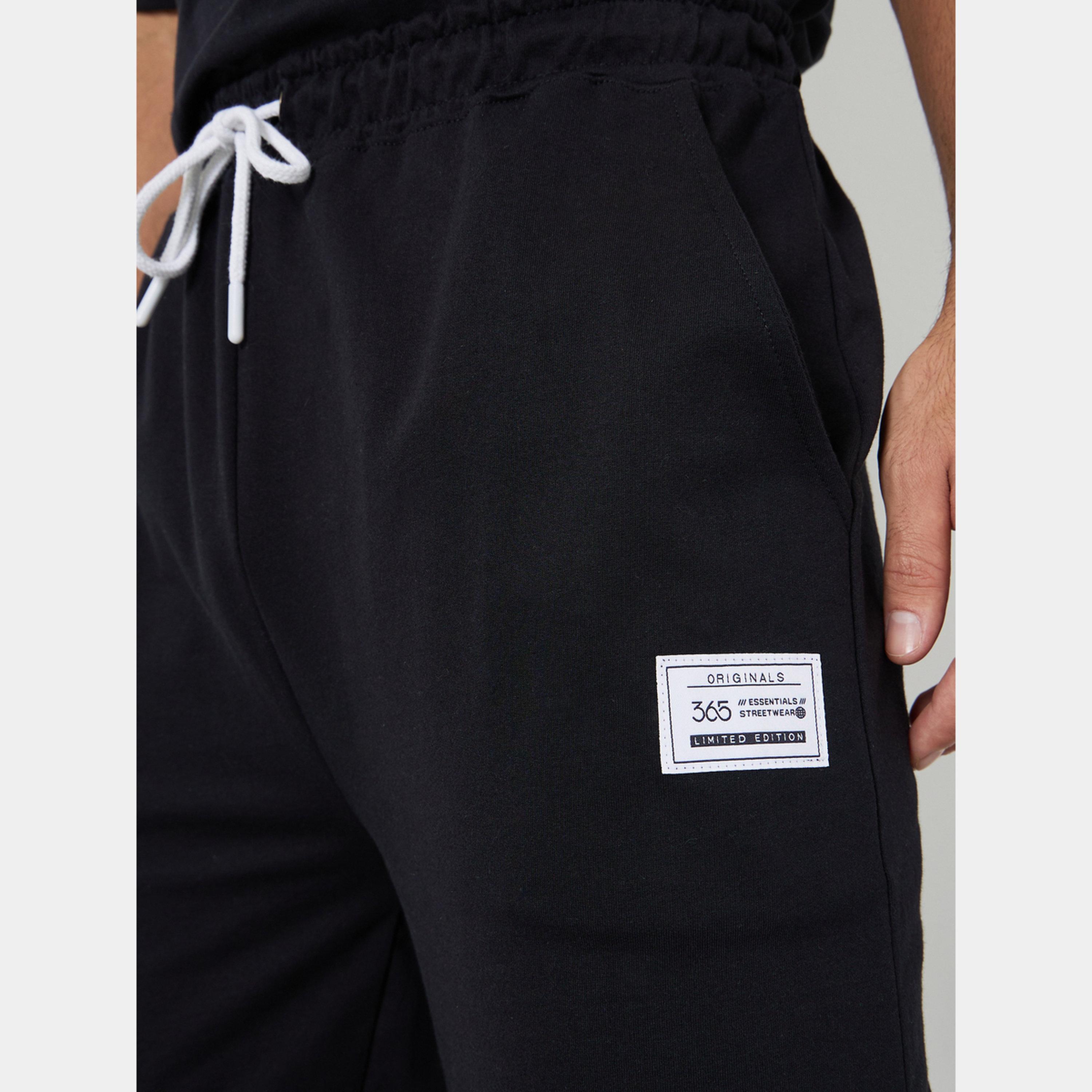 Styli Men Black Straight Fit Badge Detail Joggers-men-clothing-bottoms-joggers-image-3