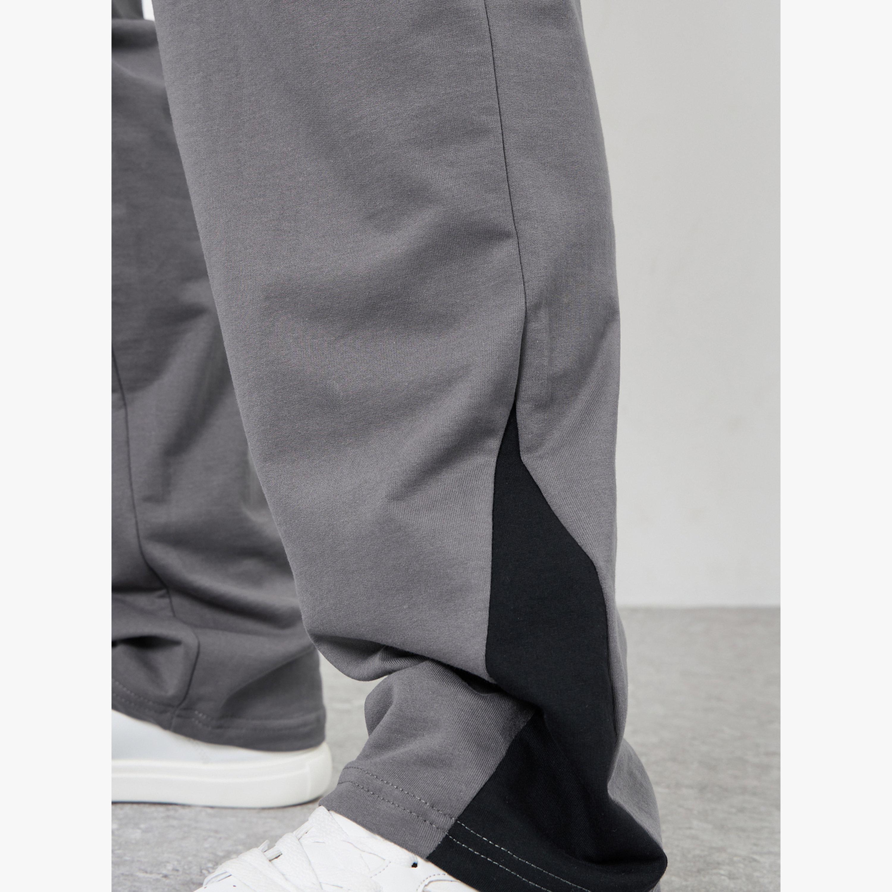 Styli Men Grey Straight Fit Badge Detail Joggers-men-clothing-bottoms-joggers-image-5