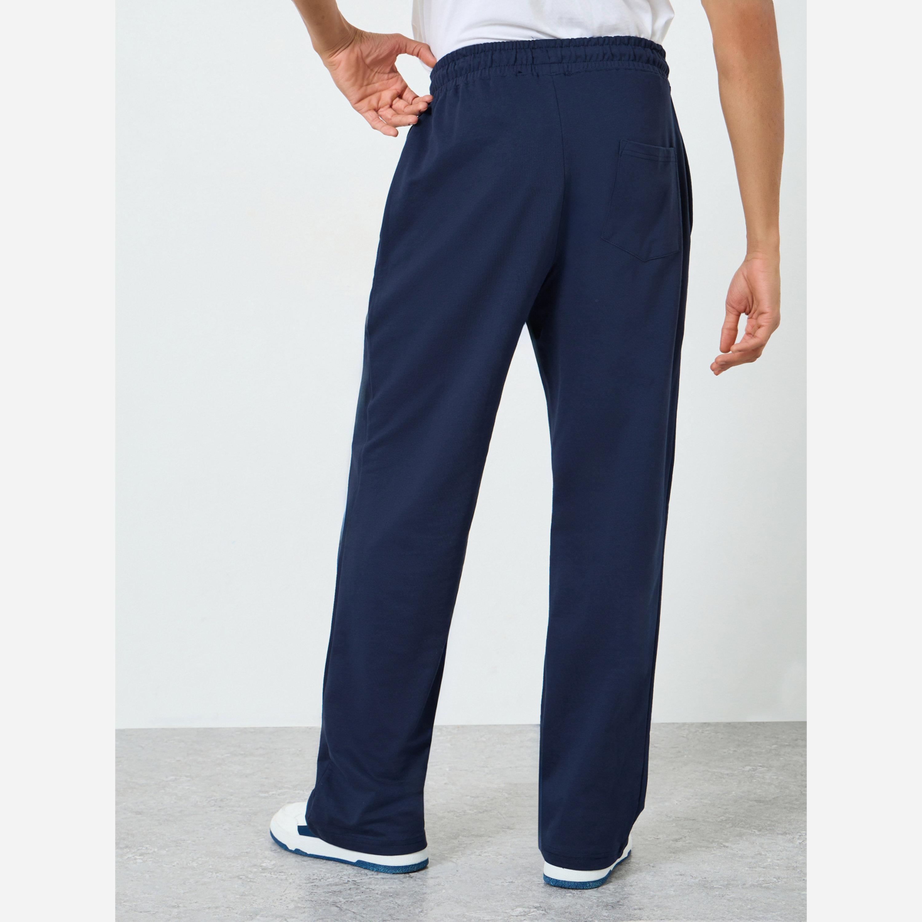 Styli Men Navy Blue Oversized Terry Joggers-men-clothing-bottoms-joggers-image-3