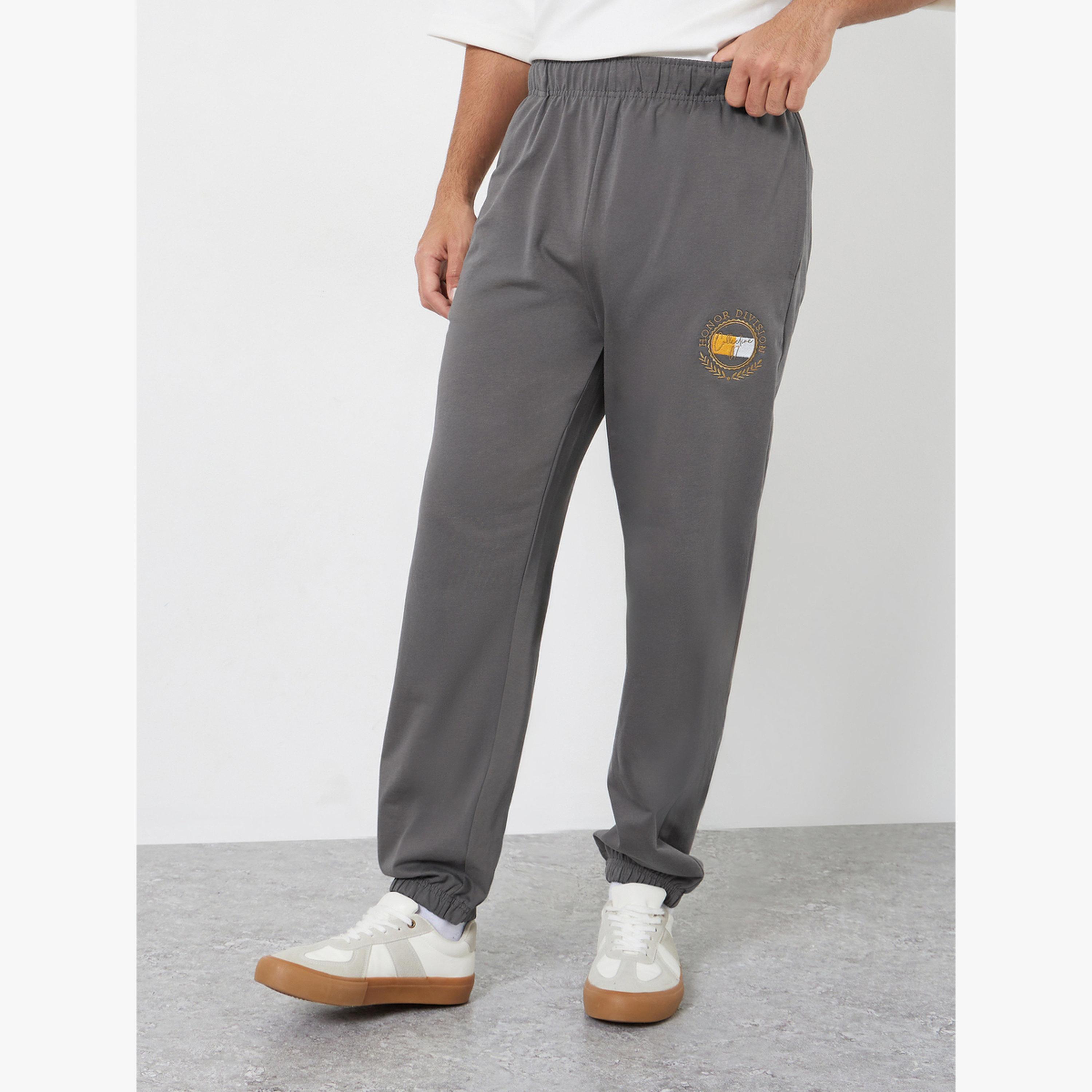 Styli Men Grey Embroidered Relaxed Fit Joggers-men-clothing-bottoms-joggers-image-1