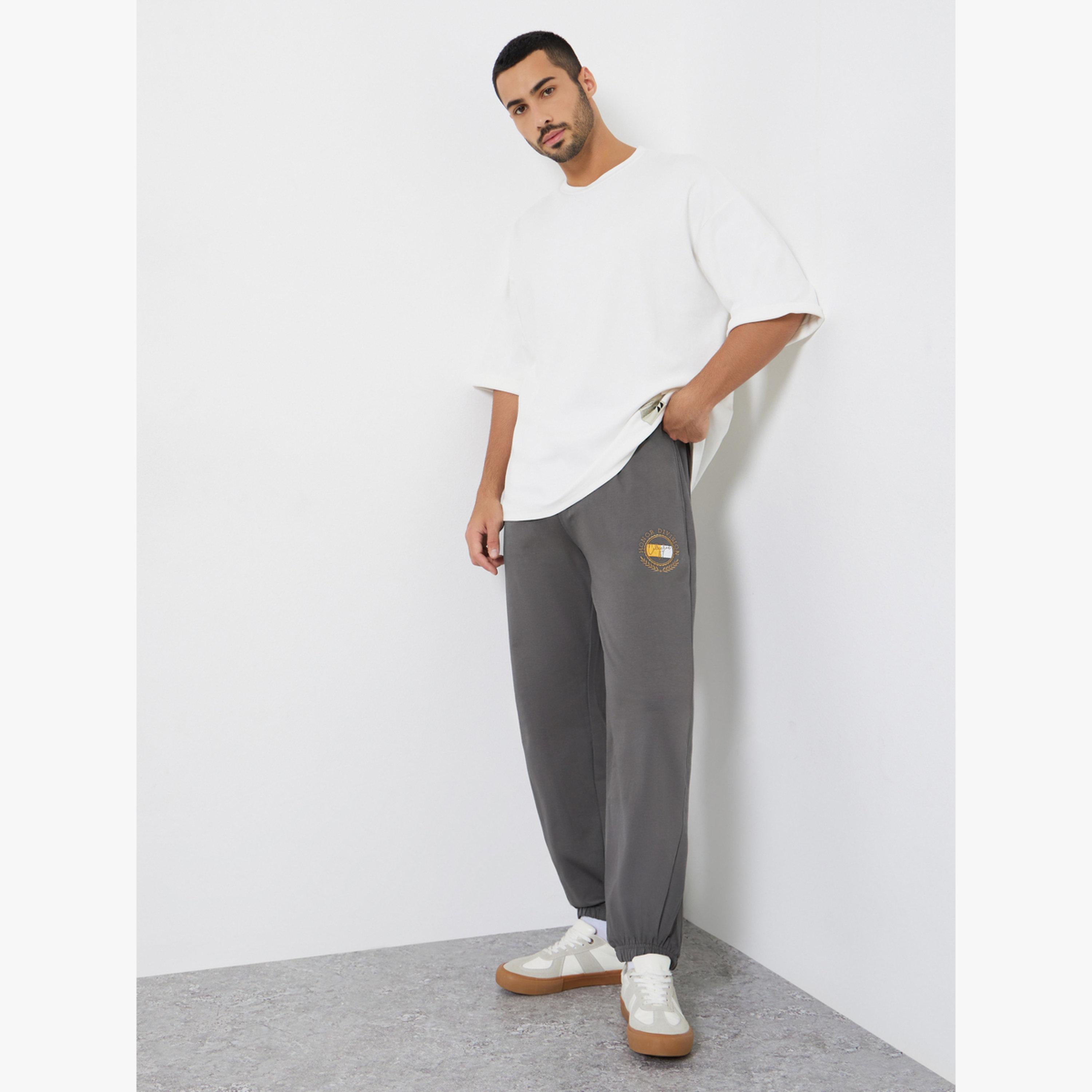 Styli Men Grey Embroidered Relaxed Fit Joggers-men-clothing-bottoms-joggers-image-2