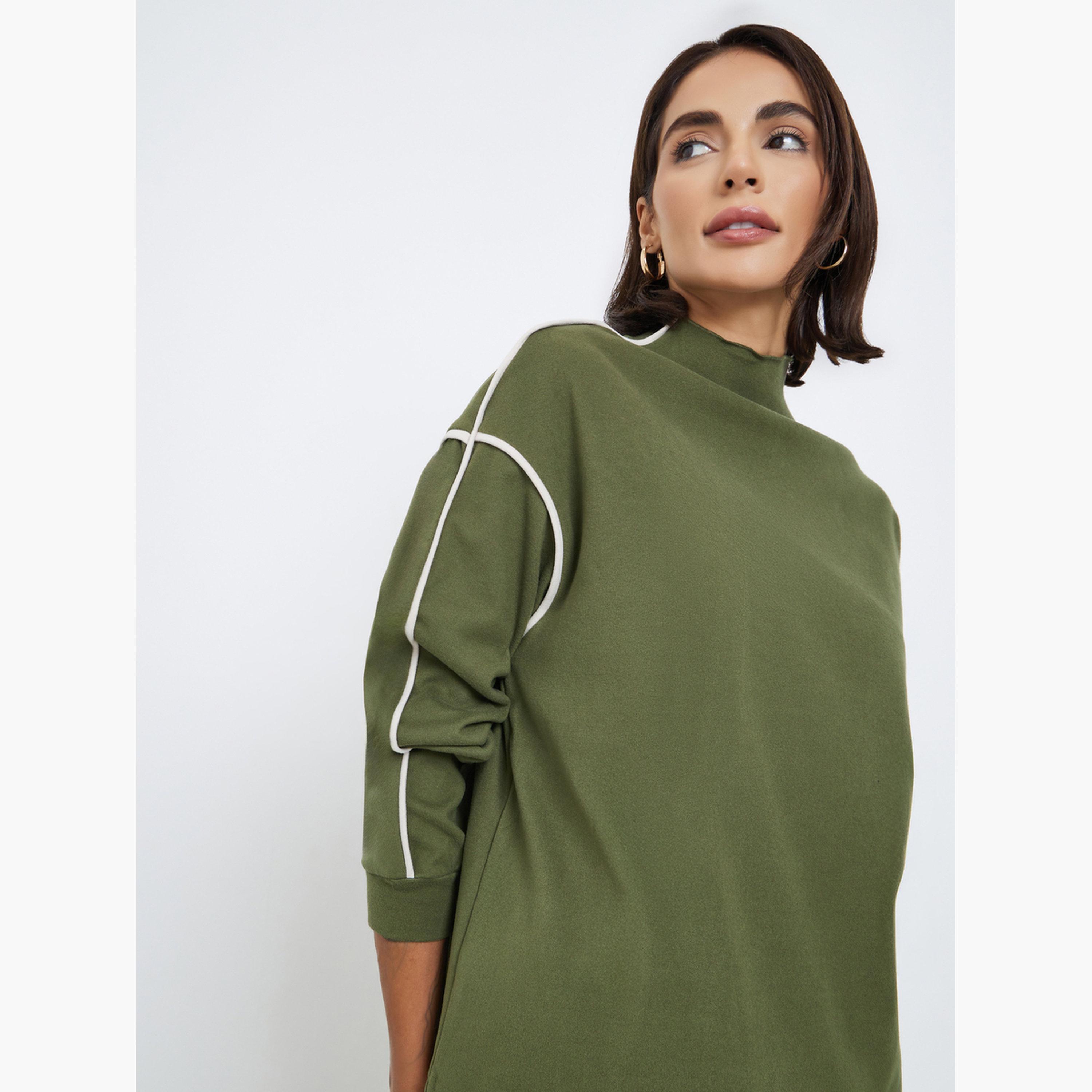 ستايلي - سويت شيرت أخضر داكن حجم كبير برقبة دائرية-women-clothing-hoodiesandsweatshirts-sweatshirts-image-3