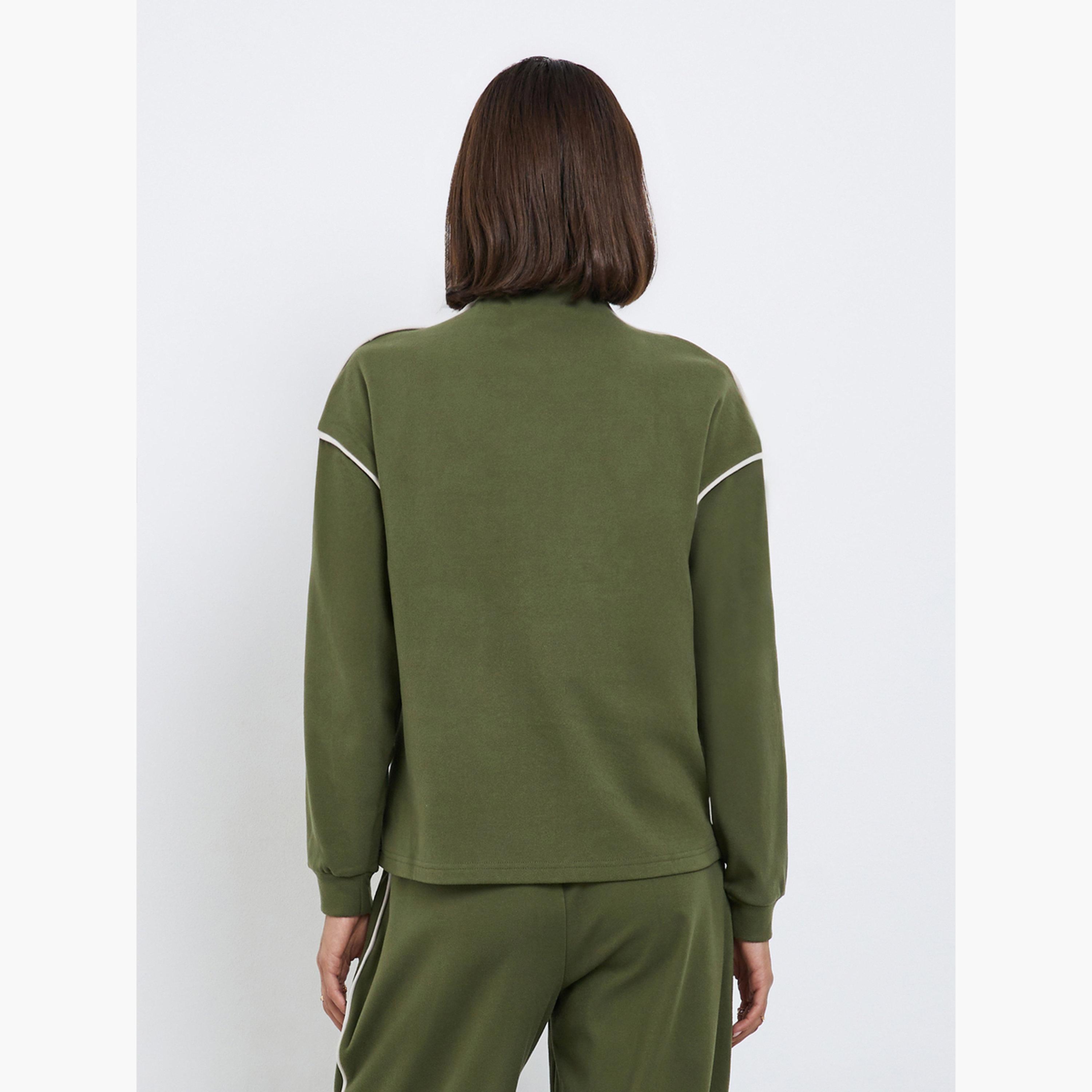 ستايلي - سويت شيرت أخضر داكن حجم كبير برقبة دائرية-women-clothing-hoodiesandsweatshirts-sweatshirts-image-4