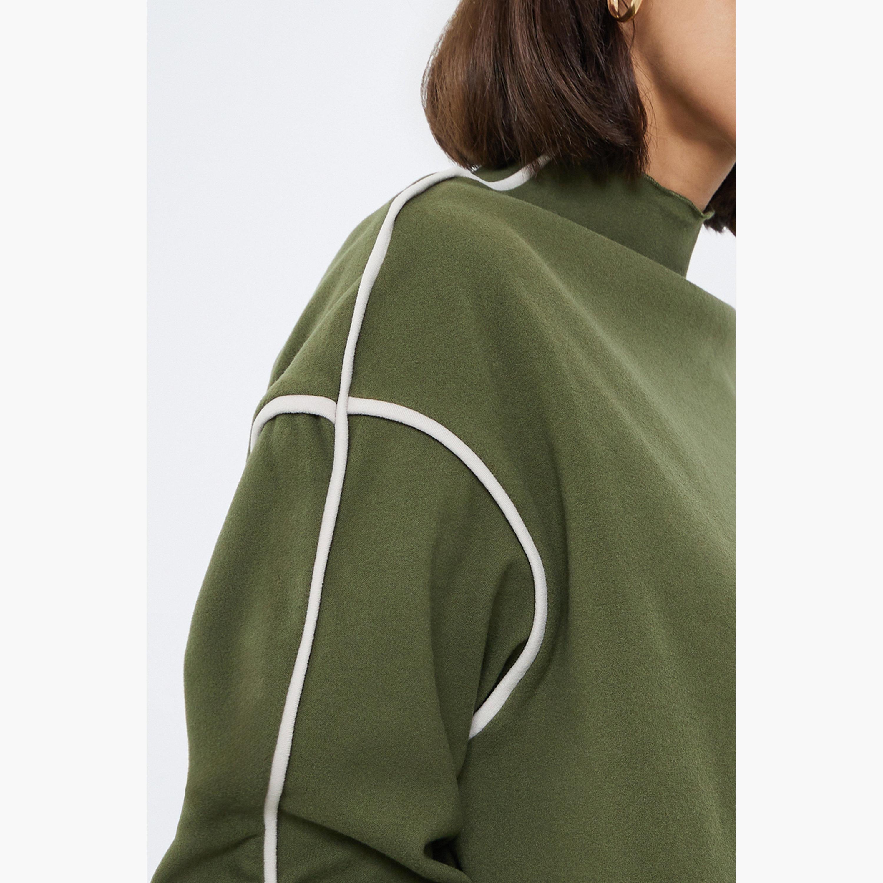 ستايلي - سويت شيرت أخضر داكن حجم كبير برقبة دائرية-women-clothing-hoodiesandsweatshirts-sweatshirts-image-5