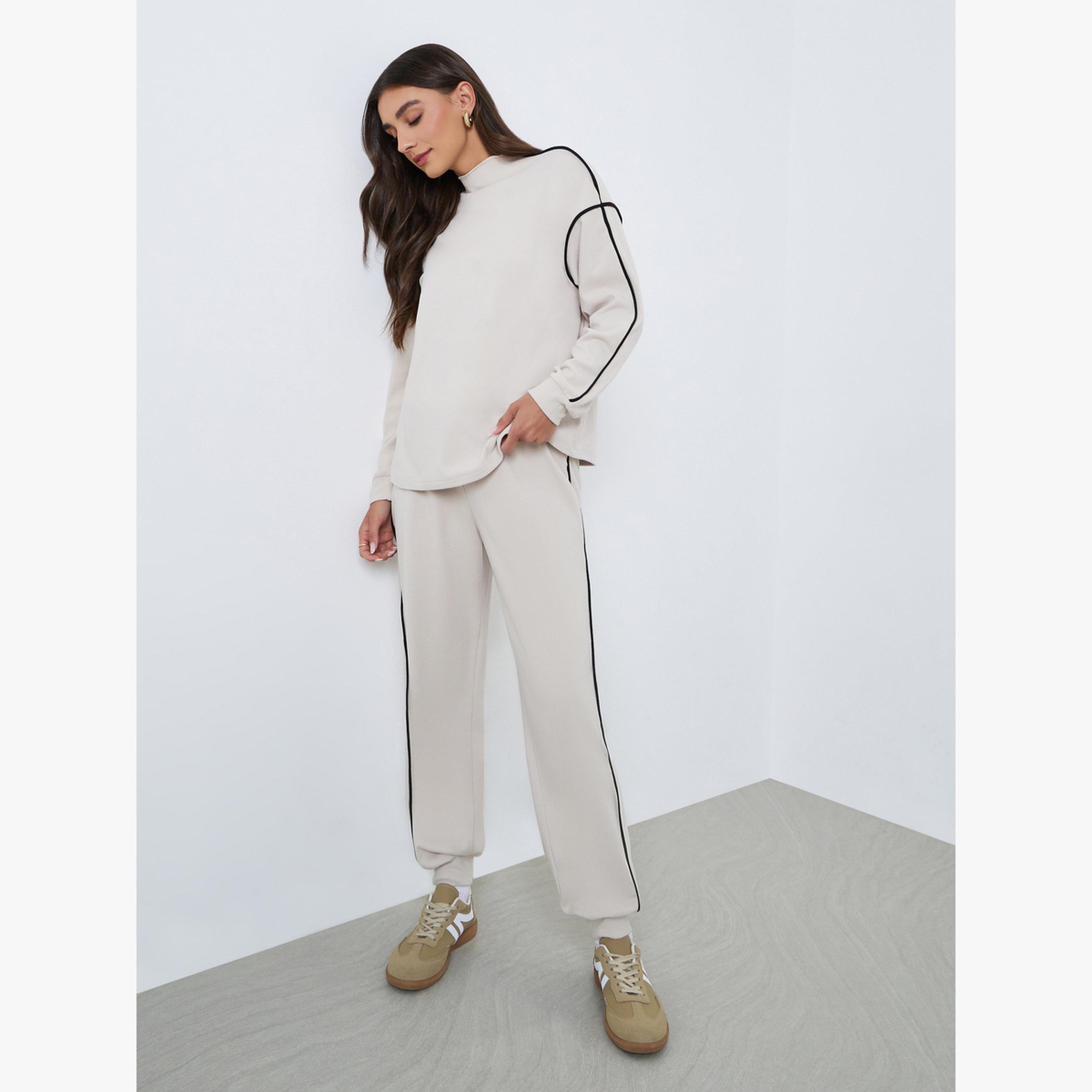 Styli Women Cream Side Stripe Joggers-women-clothing-bottoms-joggers-image-2