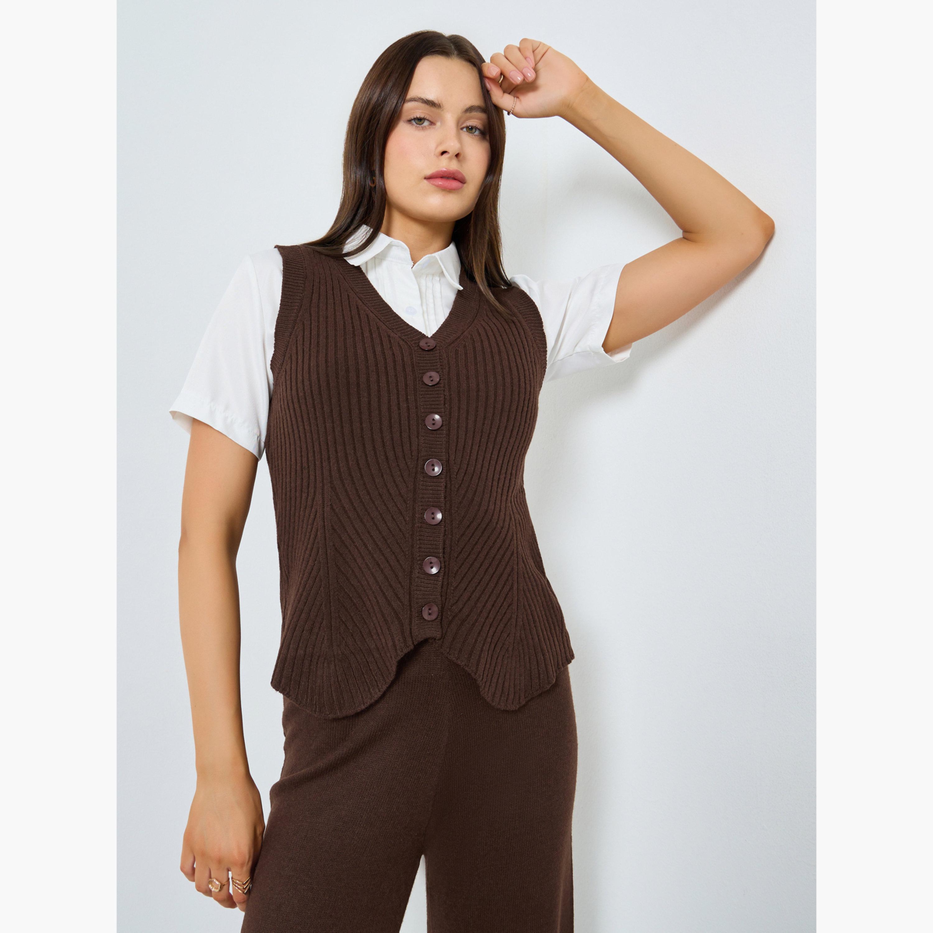 ستايلي - صدرية بدون أكمام بني-women-winterwear-coatsandjackets-waistcoats-image-1