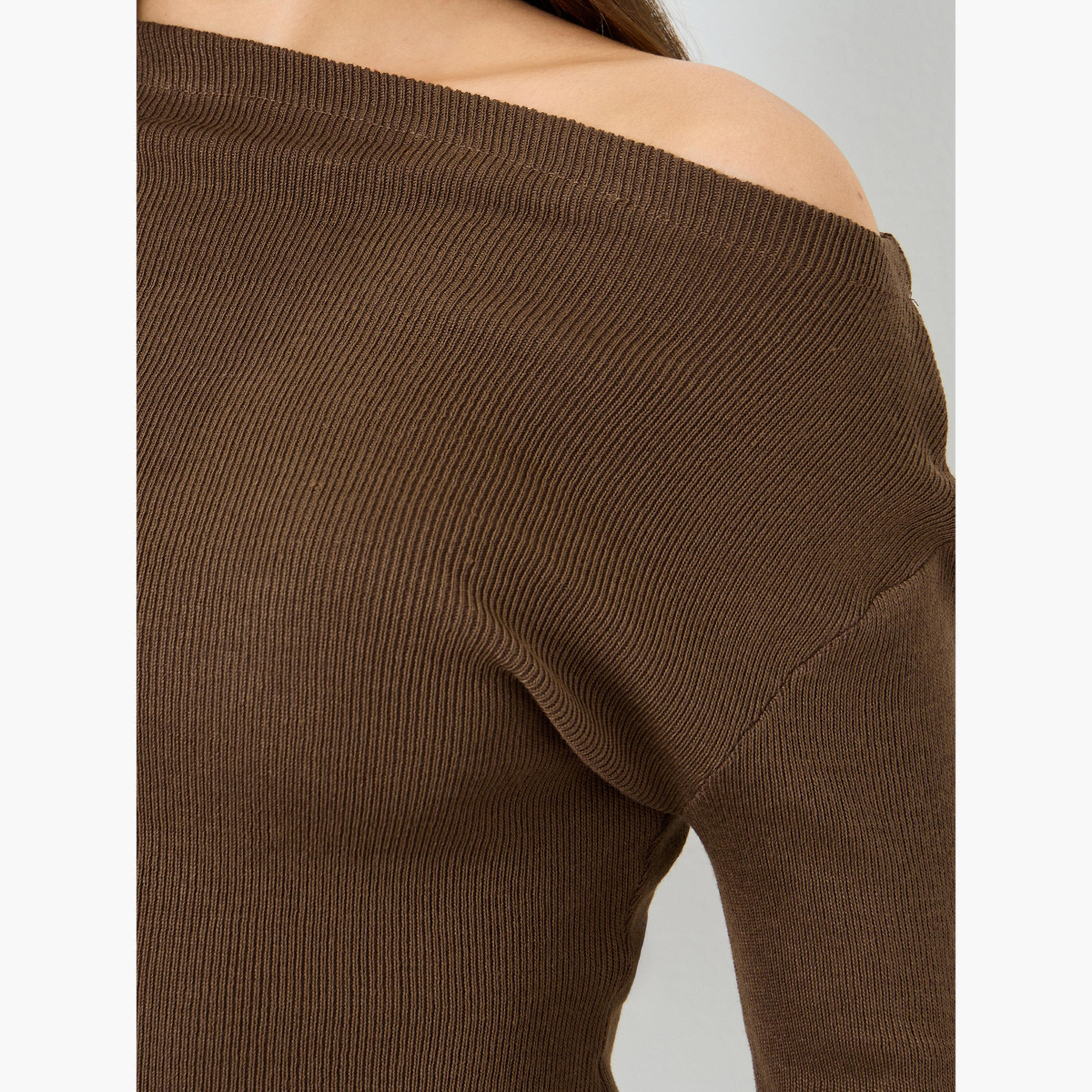 Styli Brown Knit One Shoulder Top-women-clothing-shirtsandblouses-blouses-image-6