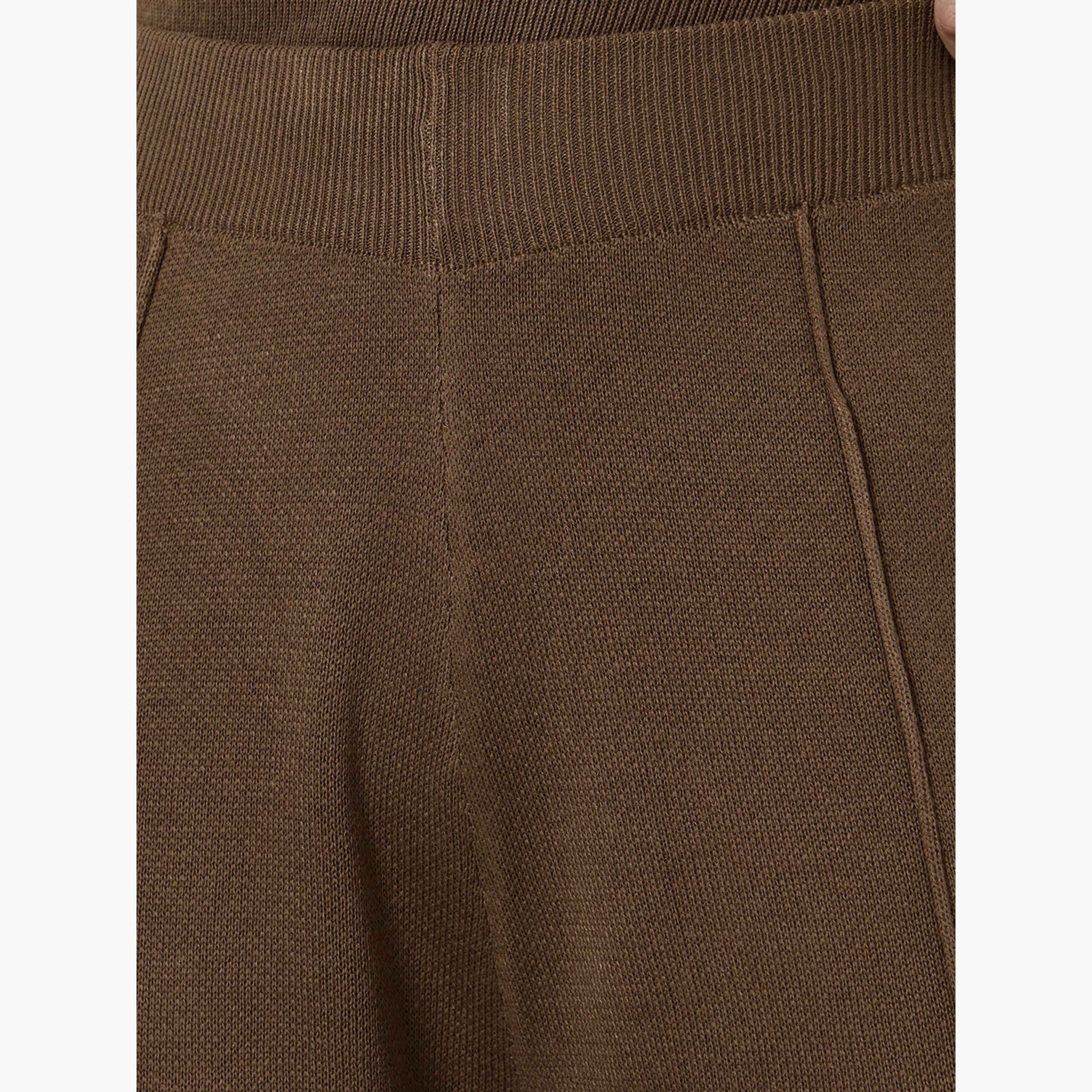 ستايلي - بنطال بني واسع الساق من قماش ناعم-women-clothing-bottoms-trousers-image-3