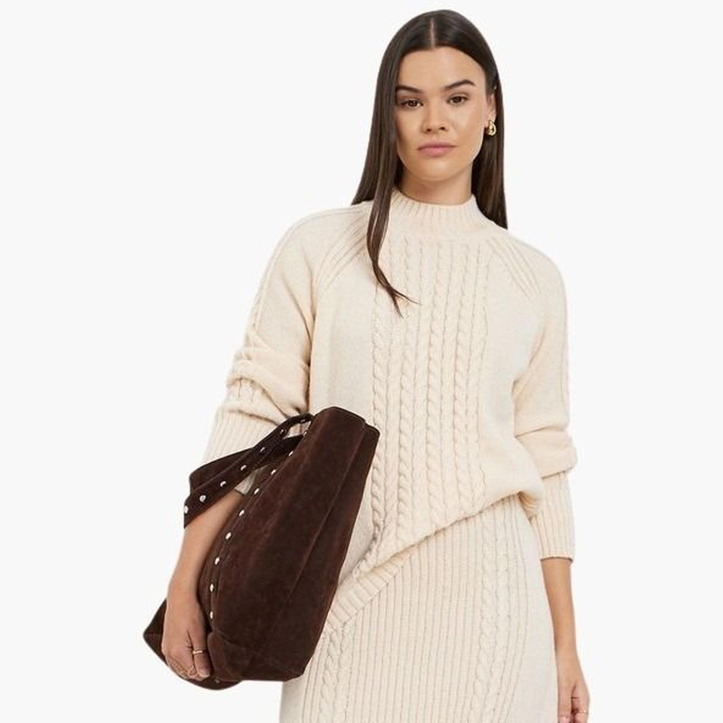 ستايلي - سترة كابل محبوكة بقصّة عادية باللون البيج للنساء -women-winterwear-cardigansandjumpers-jumpers-image-1