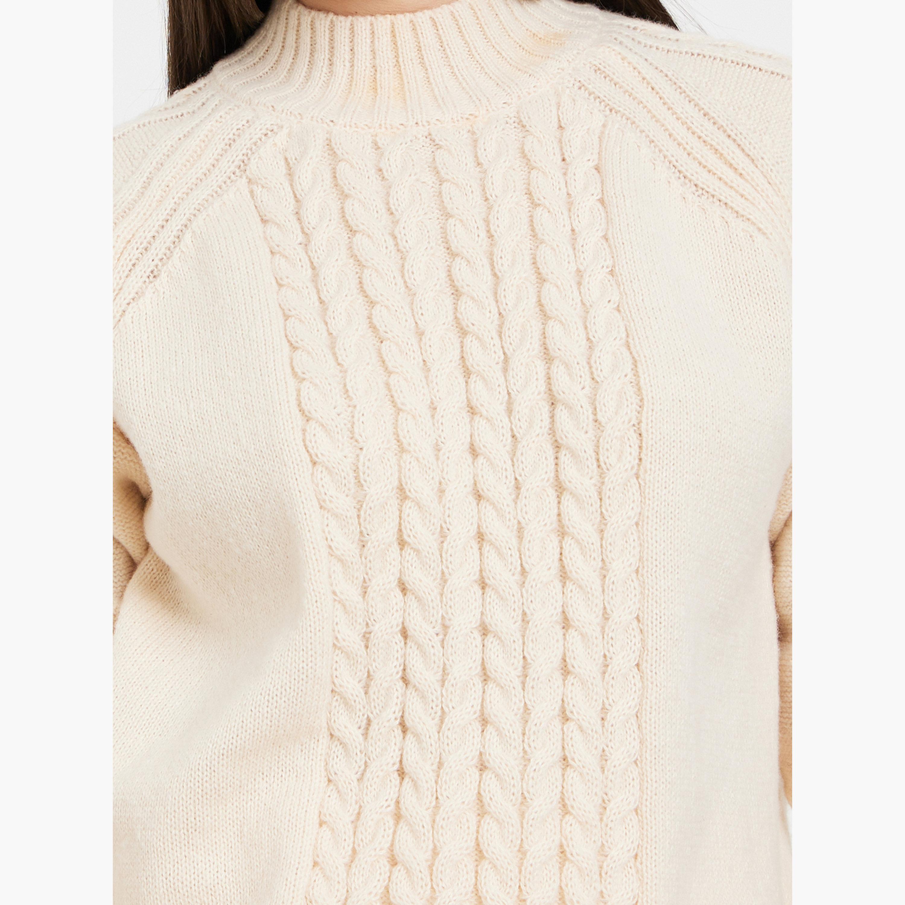 ستايلي - سترة كابل محبوكة بقصّة عادية باللون البيج للنساء -women-winterwear-cardigansandjumpers-jumpers-image-3