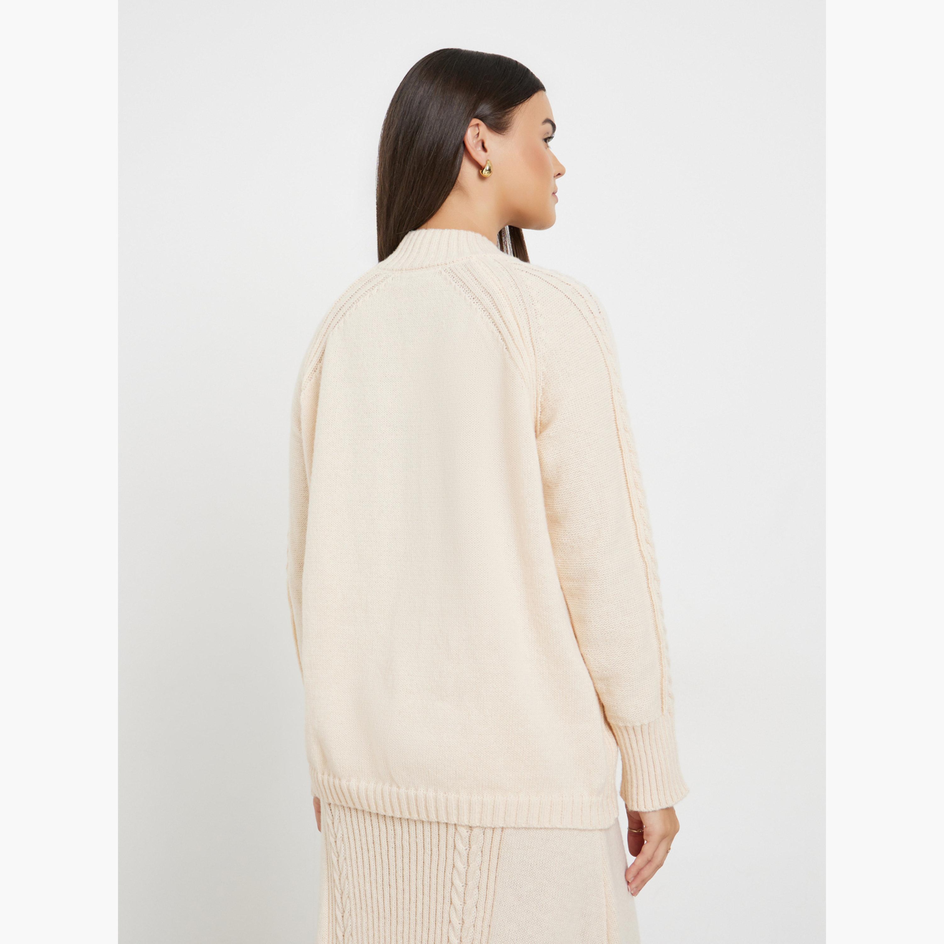 ستايلي - سترة كابل محبوكة بقصّة عادية باللون البيج للنساء -women-winterwear-cardigansandjumpers-jumpers-image-4