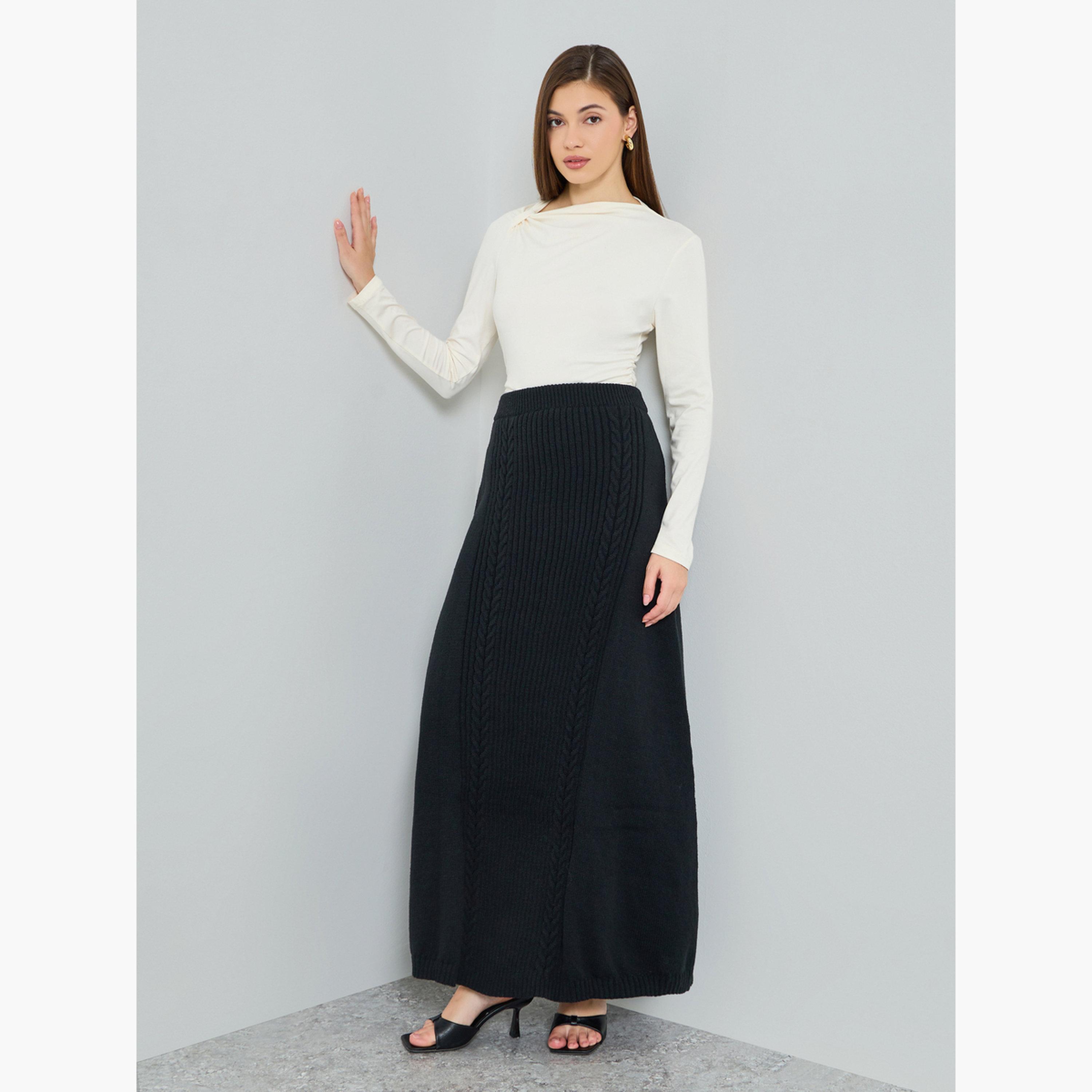 تنورة ماكسي محبوكة بنمط جدائل-women-clothing-bottoms-skirts-image-2