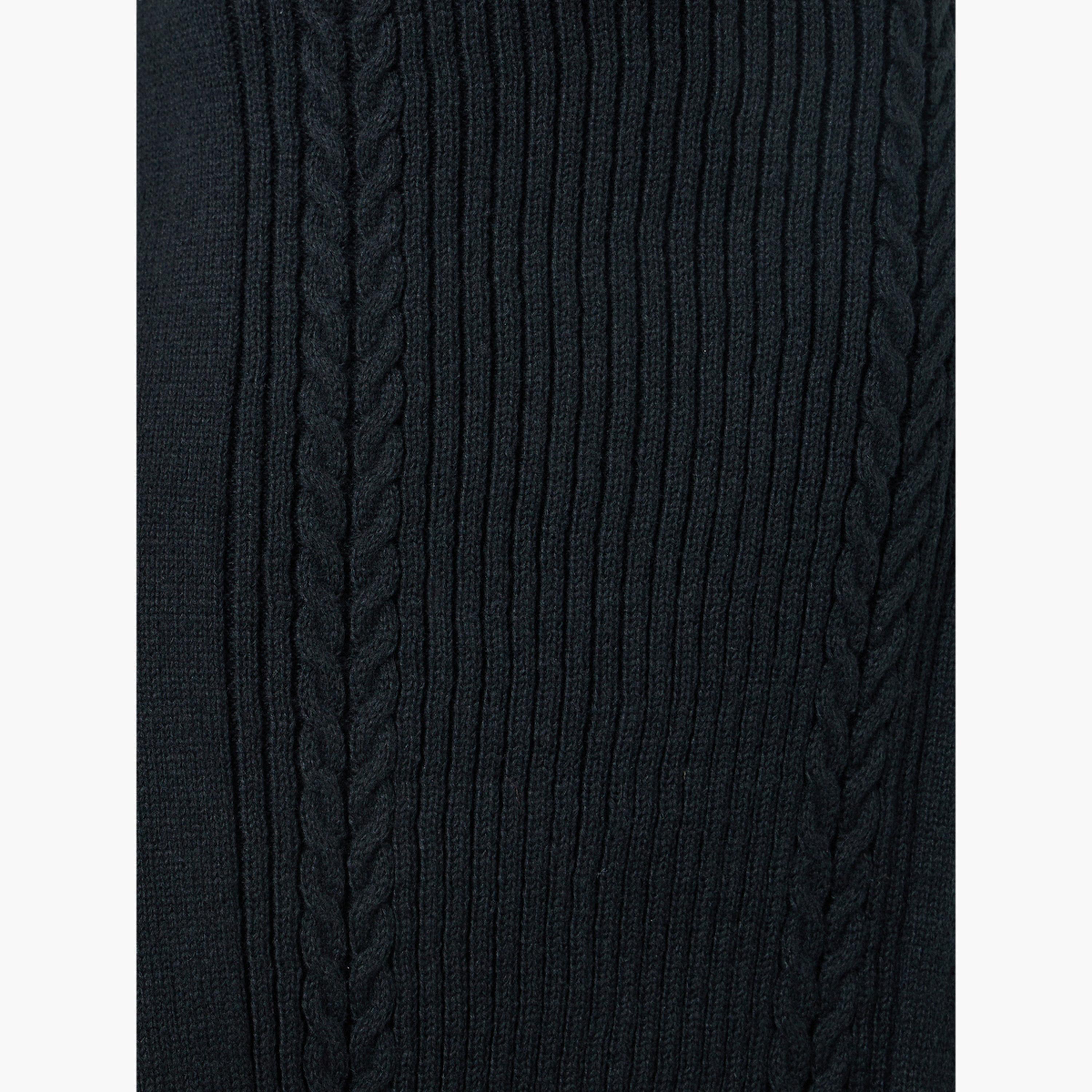 Styli Women Black Cable Knit Maxi Skirt-women-clothing-bottoms-skirts-image-3