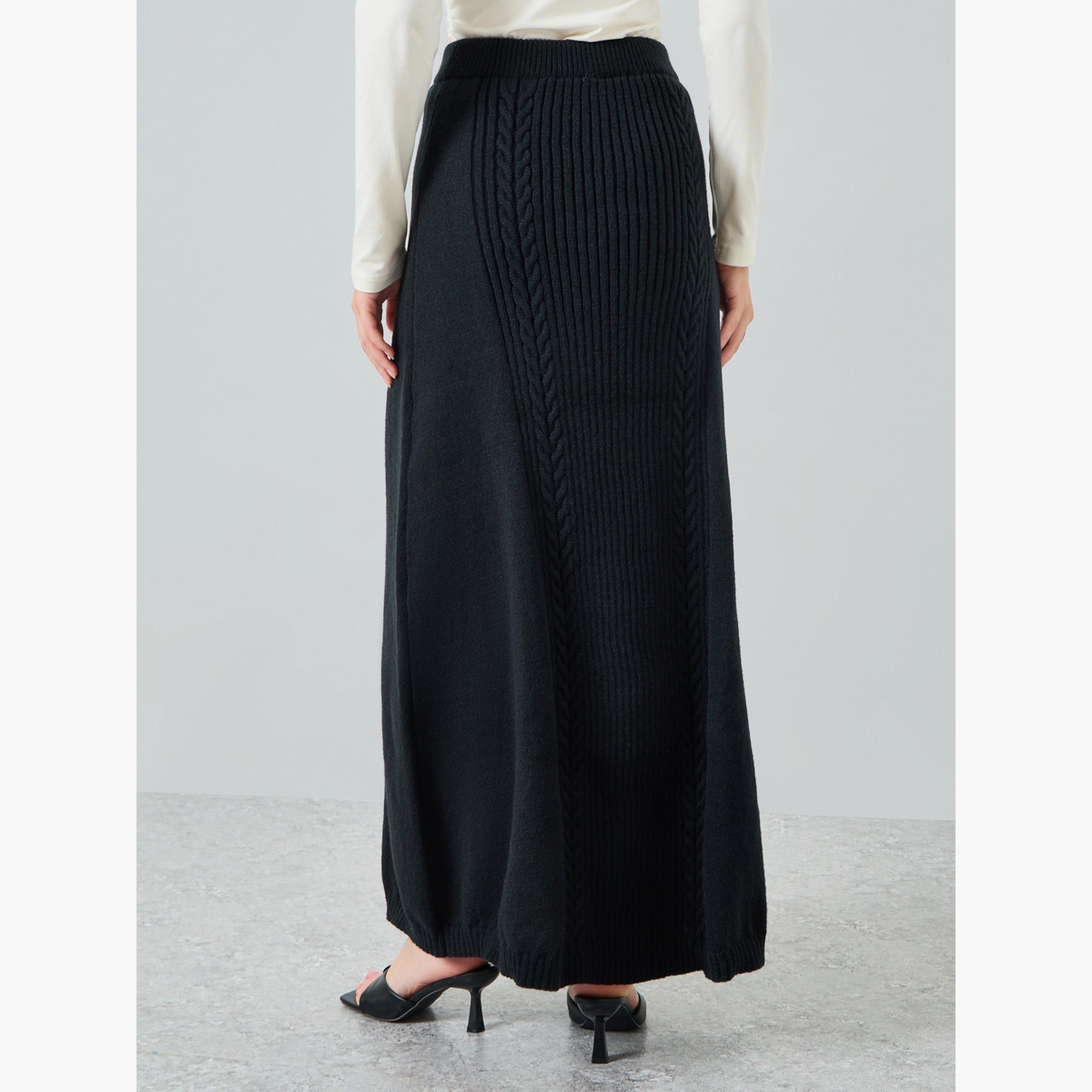 تنورة ماكسي محبوكة بنمط جدائل-women-clothing-bottoms-skirts-image-4