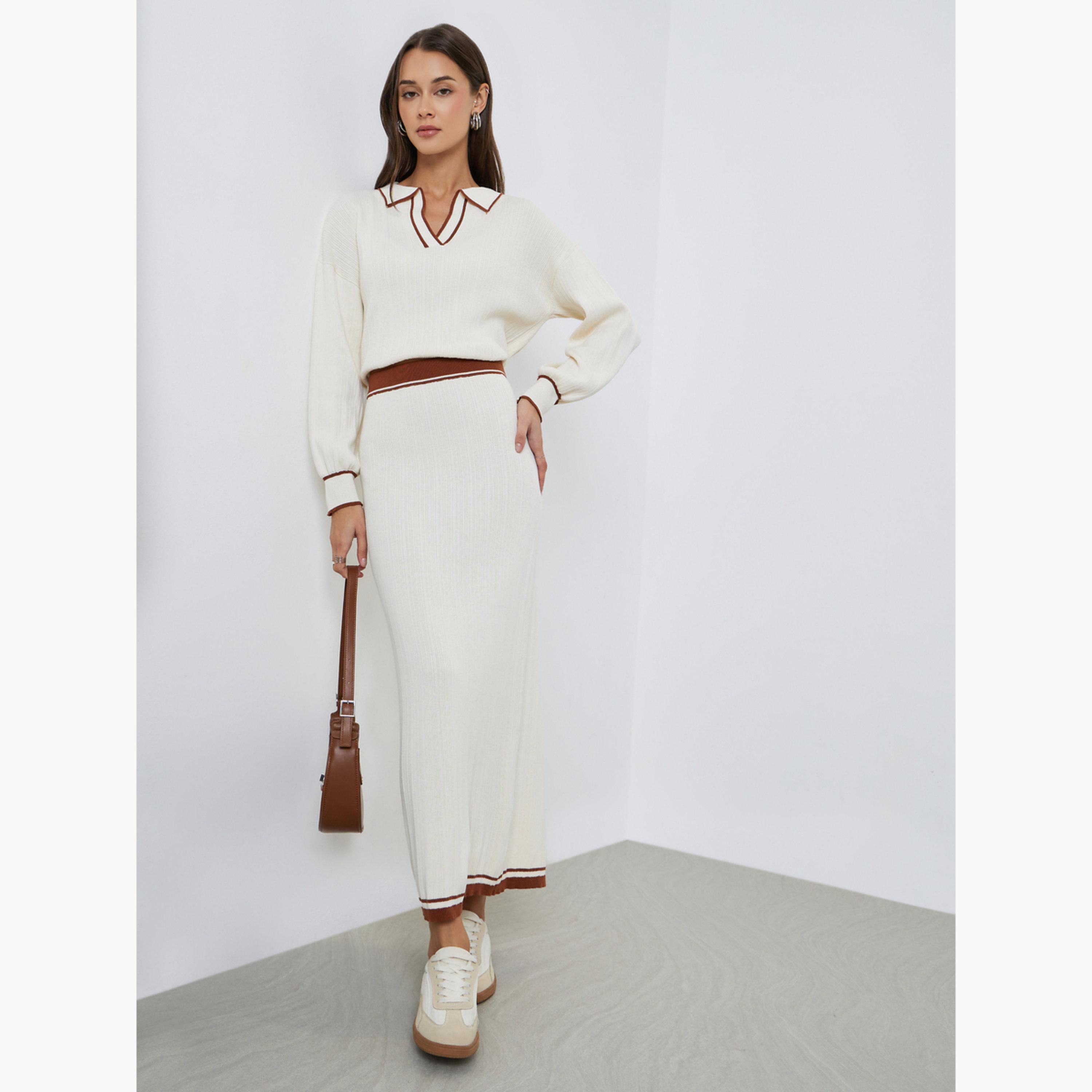 Styli Off White A-Line Maxi Skirt-women-clothing-bottoms-skirts-image-2