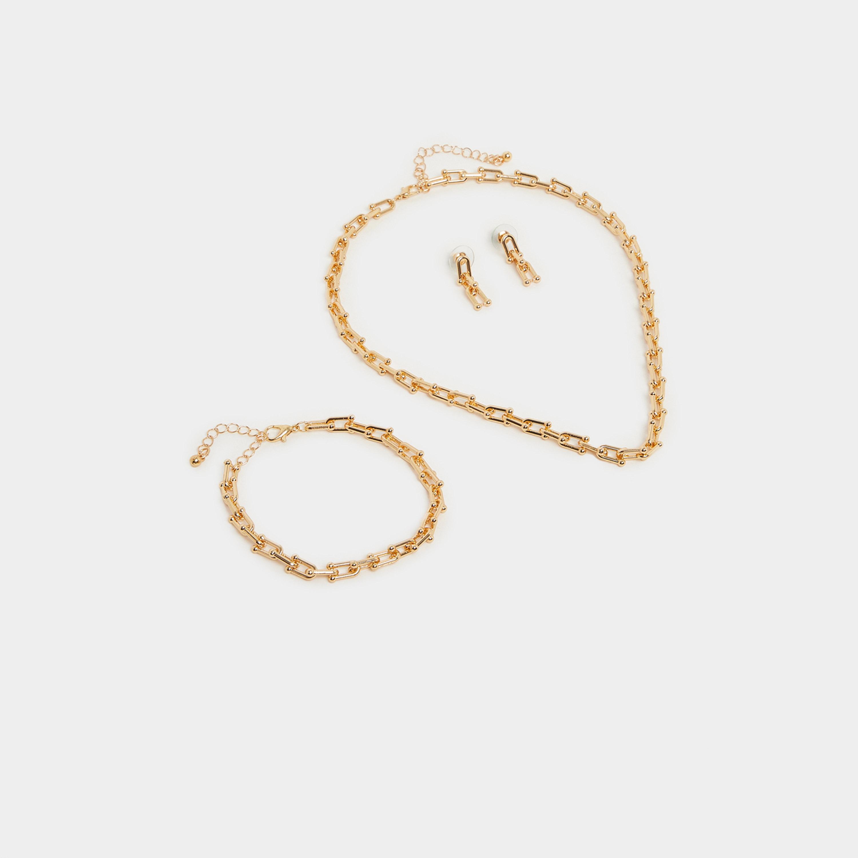 Styli Gold Link Necklace, Bracelet and Earring Jewelry Set-women-watchesandjewellery-jewellery-jewellerysets-image-3
