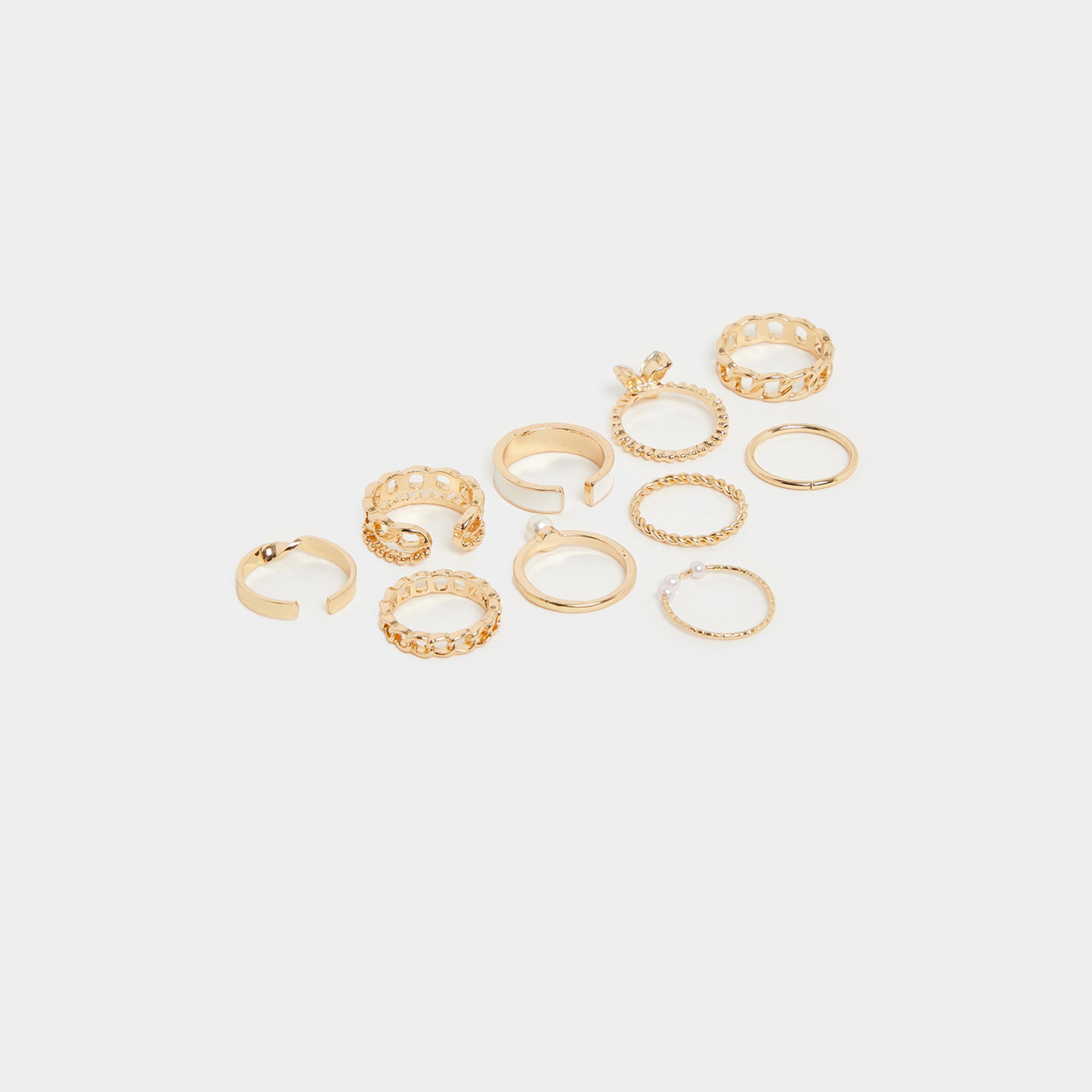 ستايلي - مجموعة من 10 خواتم كاجوال متنوعة-women-watchesandjewellery-jewellery-rings-image-3