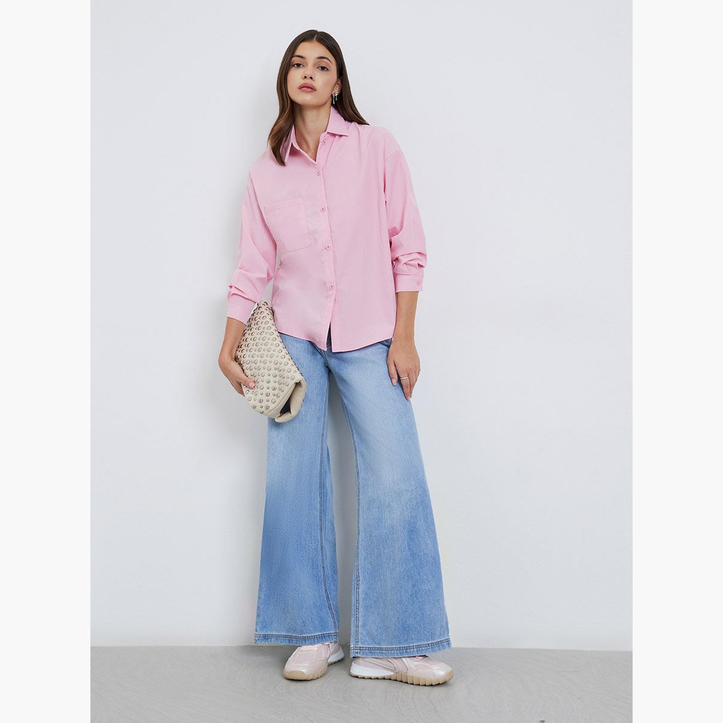 Styli Pink Long Sleeve Oversized Shirt-women-clothing-shirtsandblouses-shirts-image-3