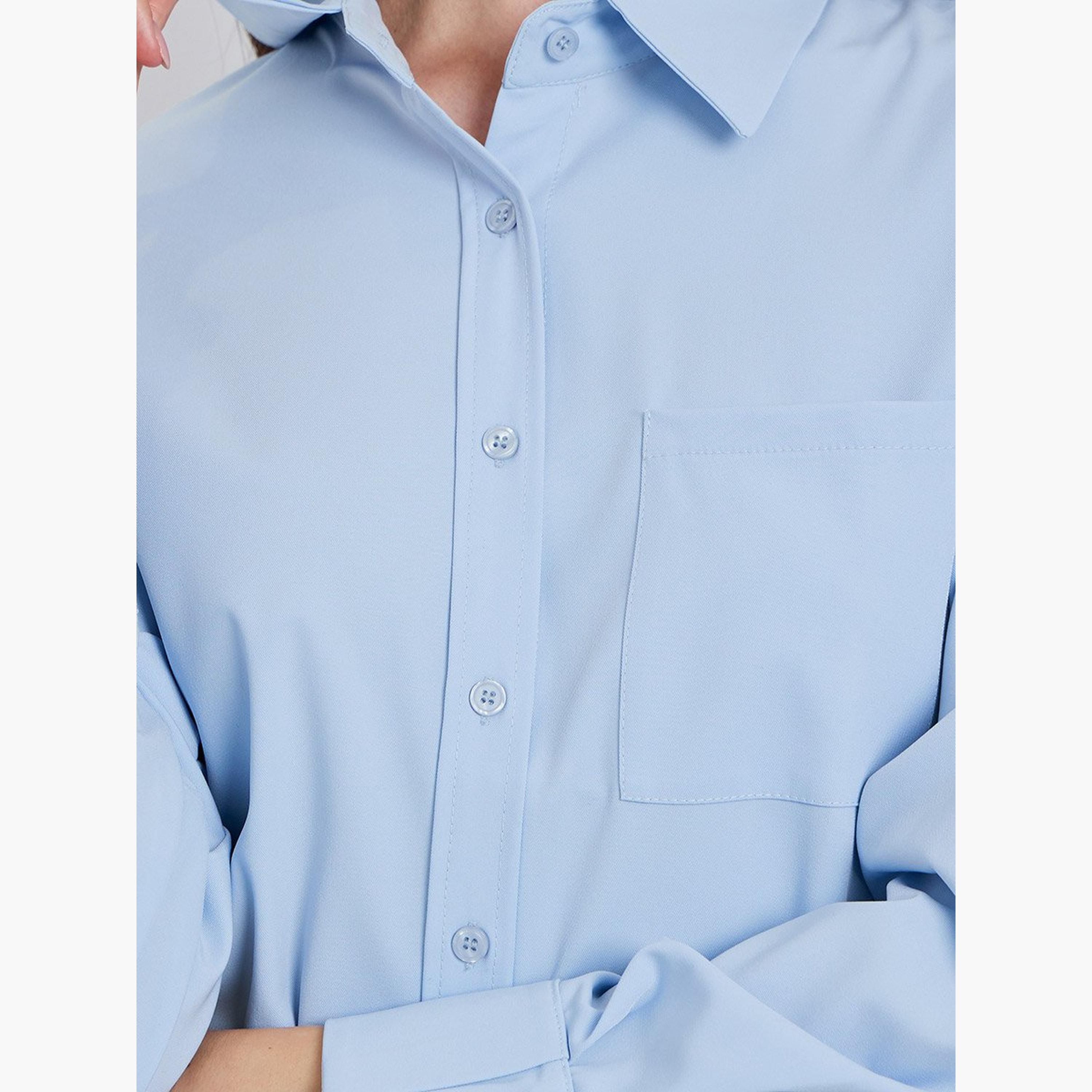 ستايلي - قميص للنساء أزرق بأكمام طويلة-women-clothing-shirtsandblouses-shirts-image-4