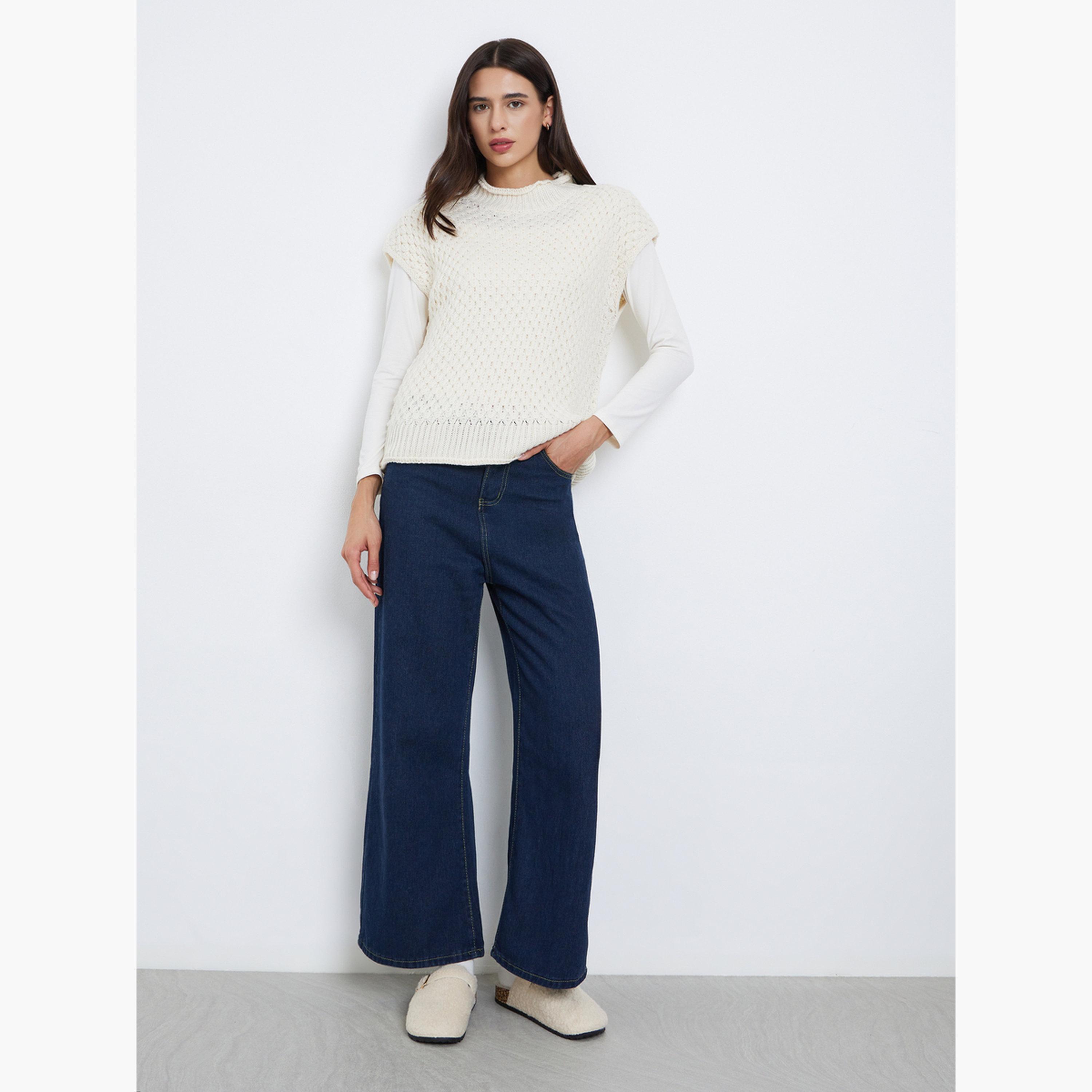 Styli White Knitted Sleeveless Sweater-women-winterwear-cardigansandjumpers-jumpers-image-2