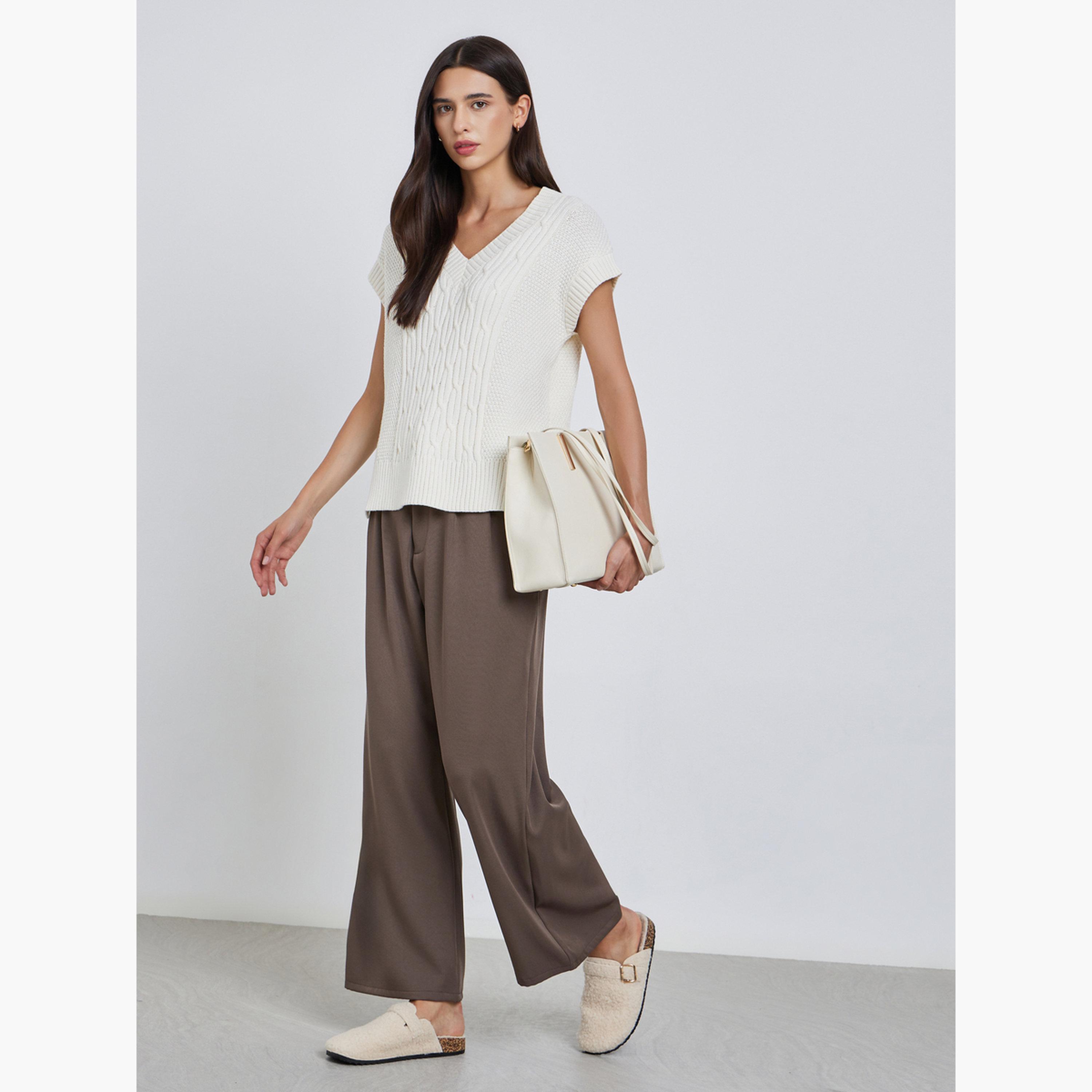 Styli White Cable Knit Sleeveless Sweater-women-clothing-cardigansandjumpers-jumpers-image-2