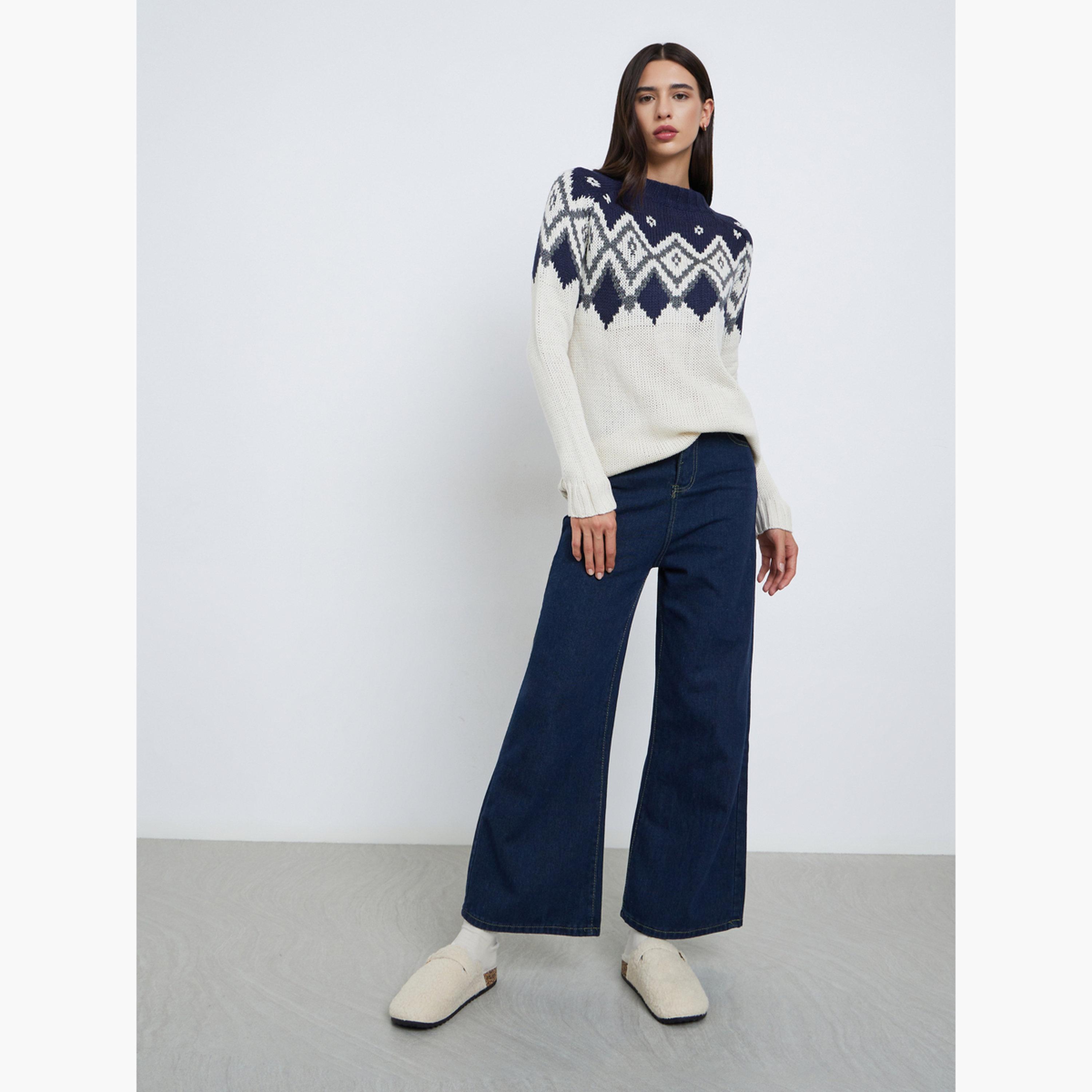 Styli Printed Oversized Knitted Sweater-women-winterwear-cardigansandjumpers-jumpers-image-2