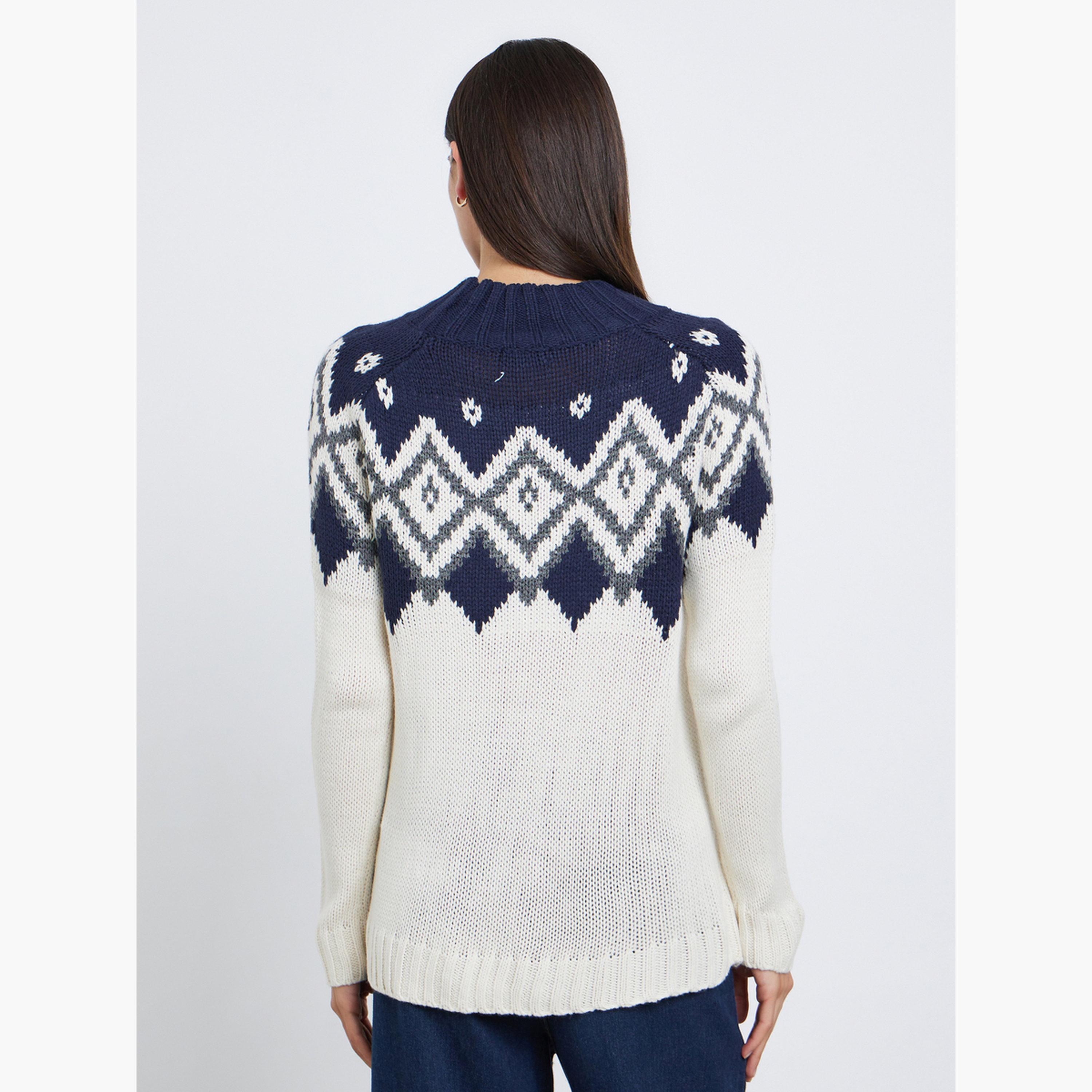 Styli Printed Oversized Knitted Sweater-women-winterwear-cardigansandjumpers-jumpers-image-4