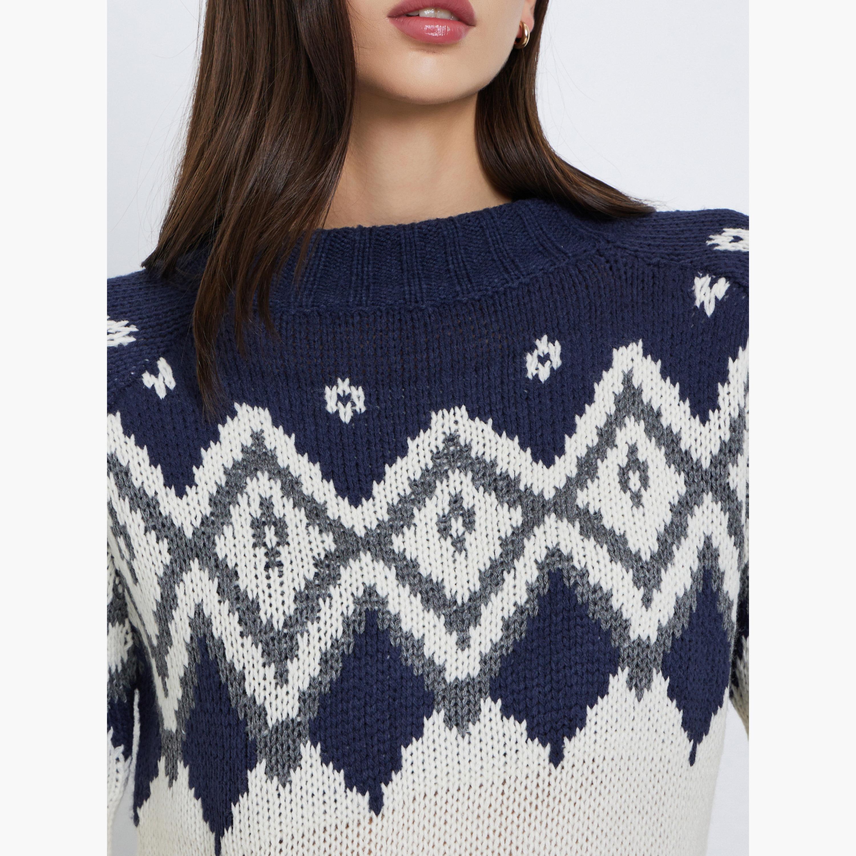 Styli Printed Oversized Knitted Sweater-women-winterwear-cardigansandjumpers-jumpers-image-5