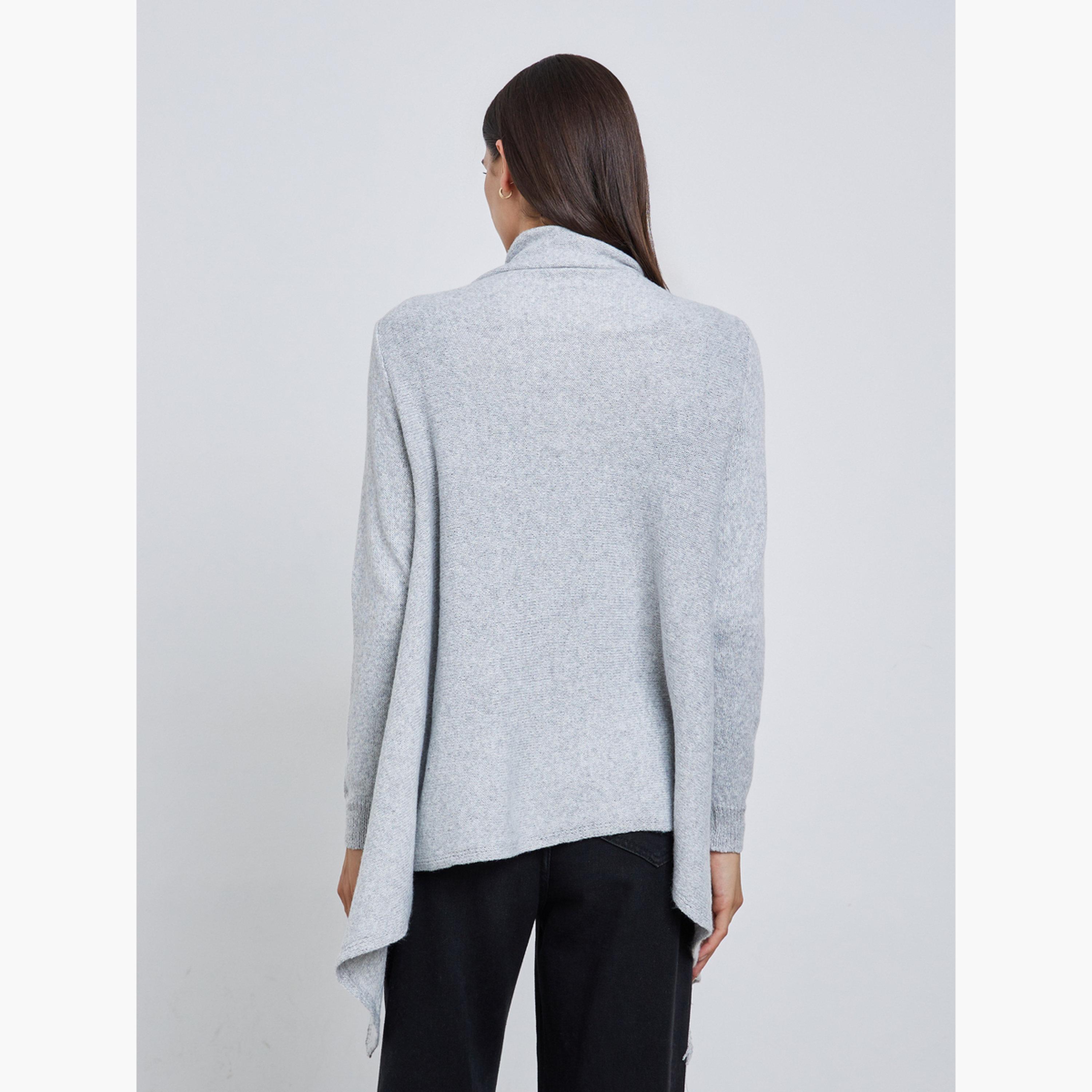 Styli Grey Wrap Cardigan with Fringes-women-clothing-cardigansandjumpers-jumpers-image-3