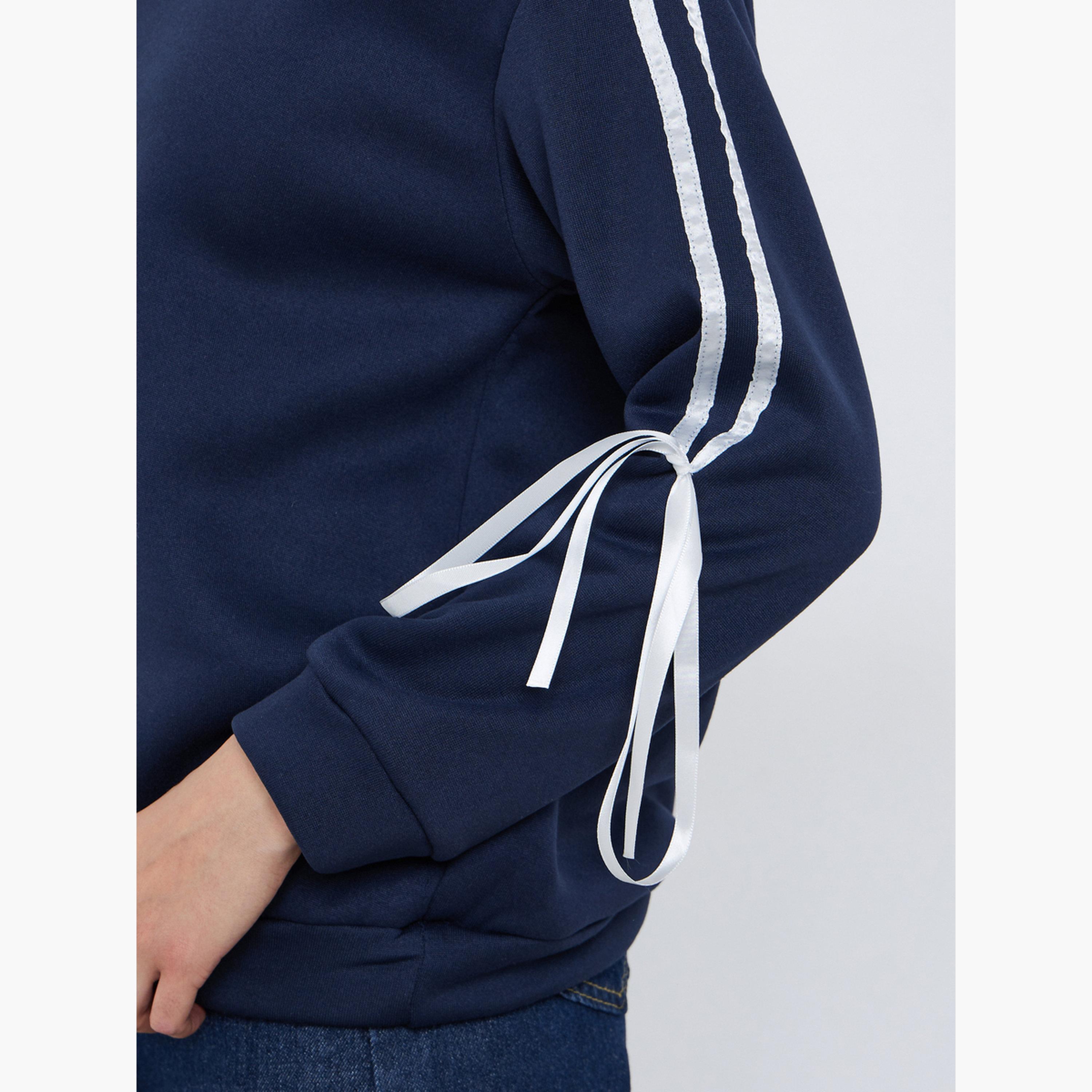 ستايلي - سويت شيرت أزرق داكن مع تفاصيل شريط-women-clothing-hoodiesandsweatshirts-sweatshirts-image-3