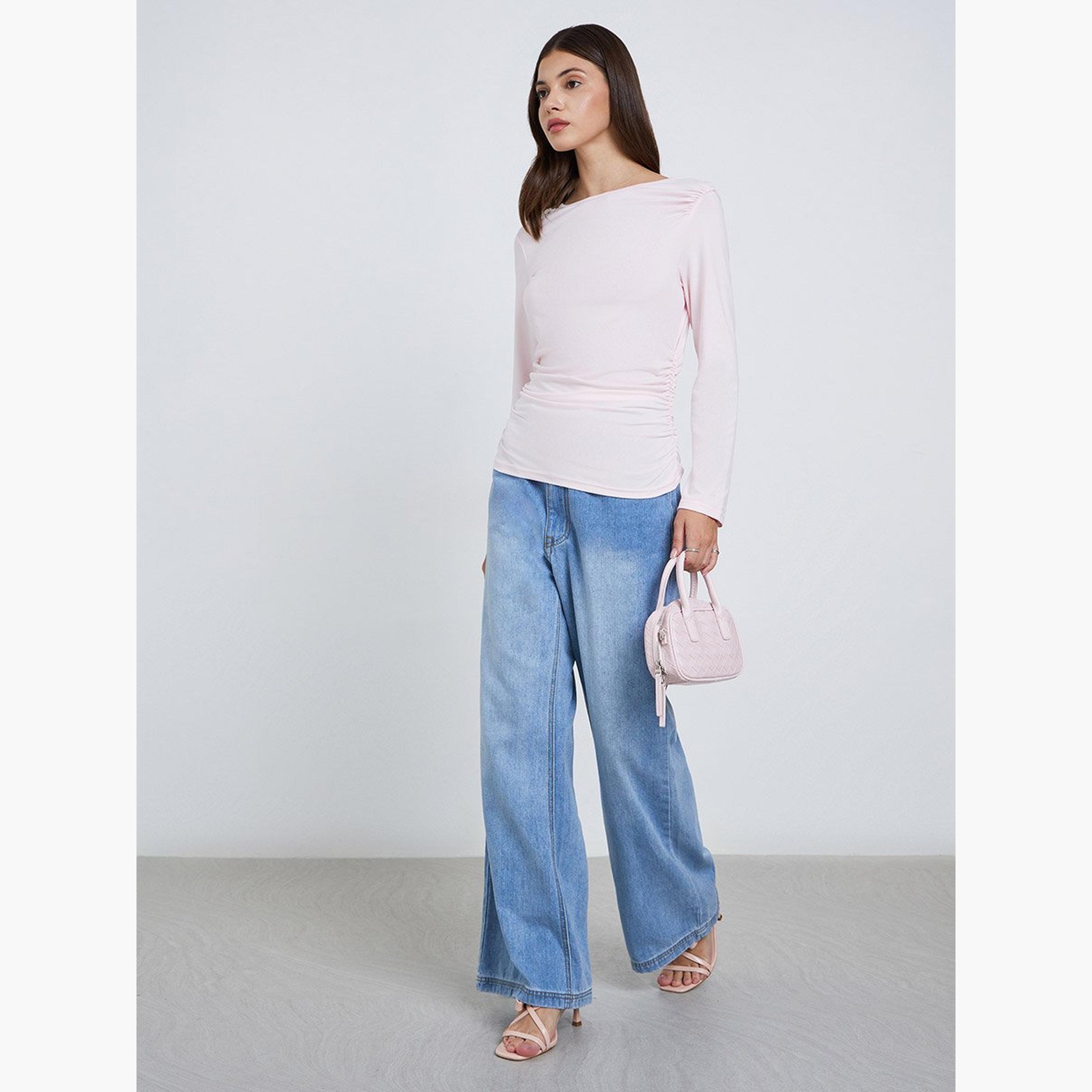 Styli Pink Long Sleeve Knit Top-women-clothing-tshirts-image-2