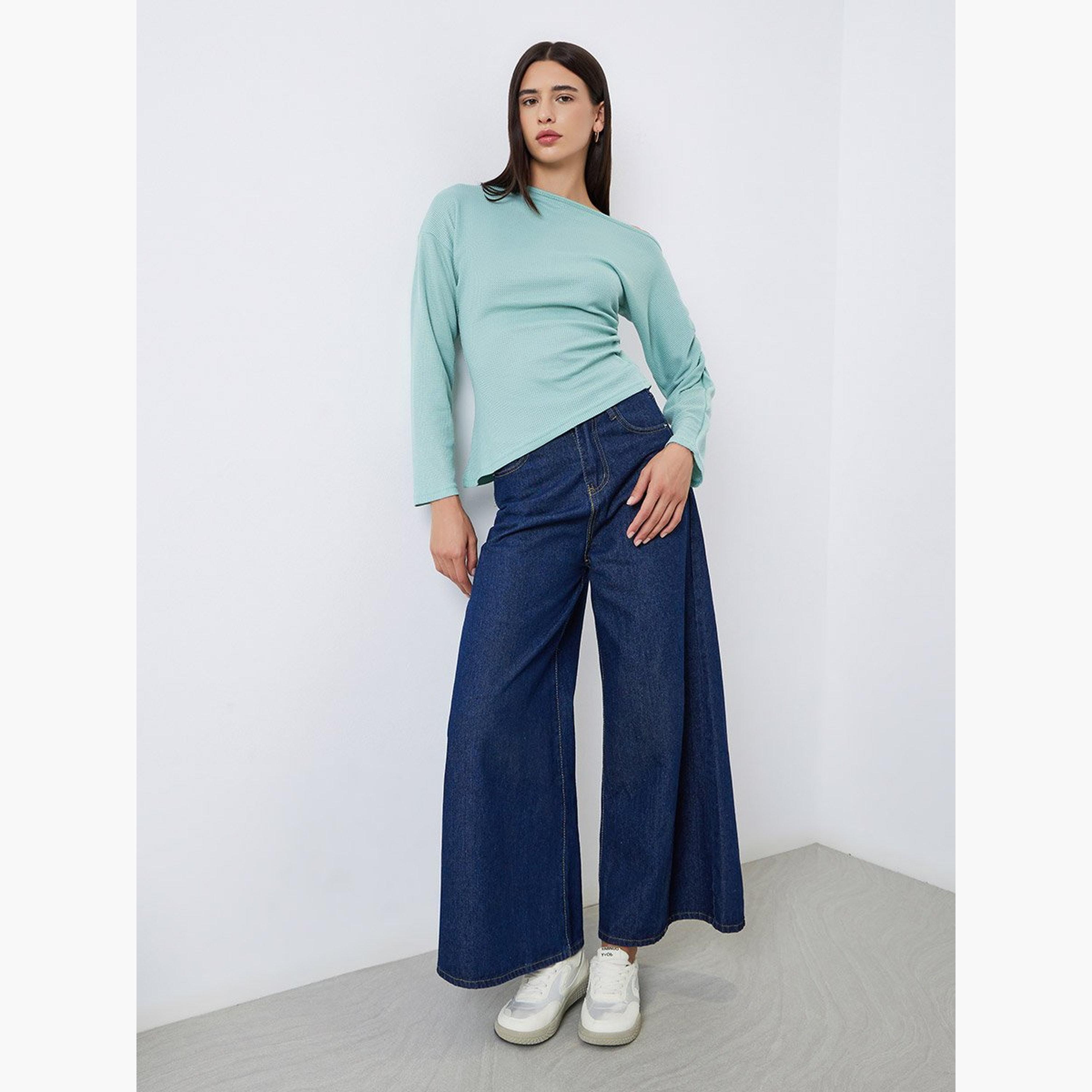 ستايلي - بلوزة خضراء نعناعية بأكمام طويلة-women-clothing-shirtsandblouses-blouses-image-1