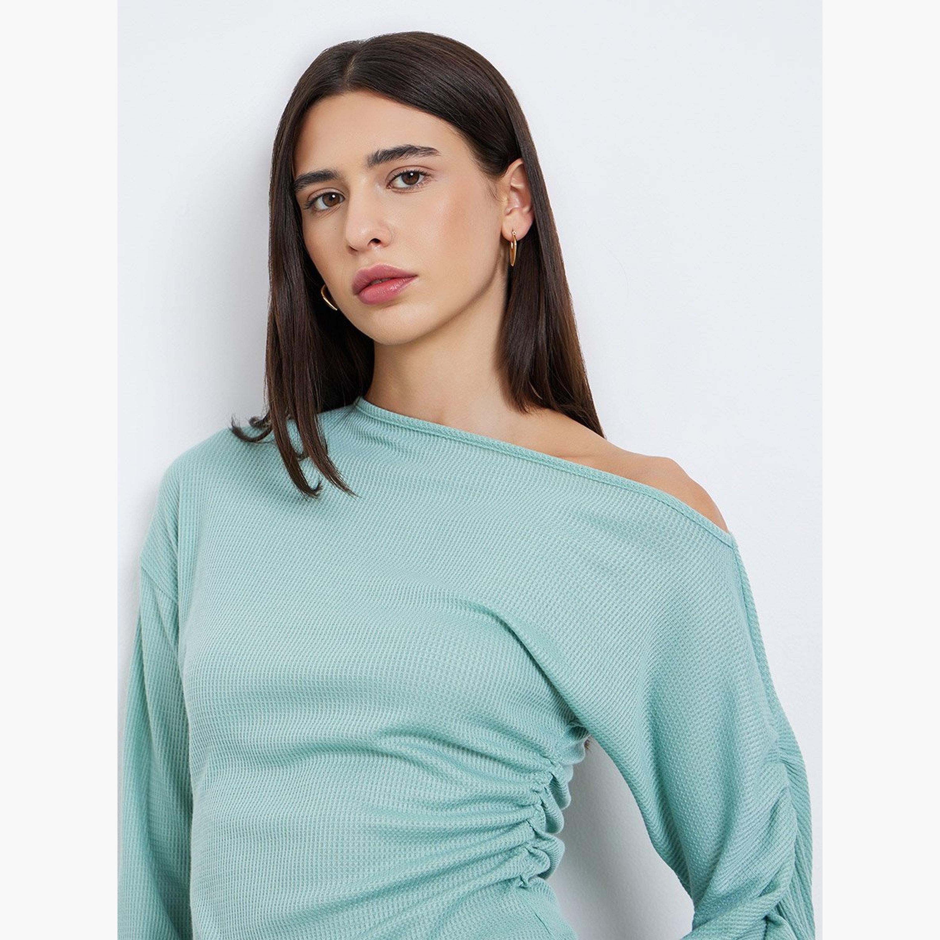 ستايلي - بلوزة خضراء نعناعية بأكمام طويلة-women-clothing-shirtsandblouses-blouses-image-2