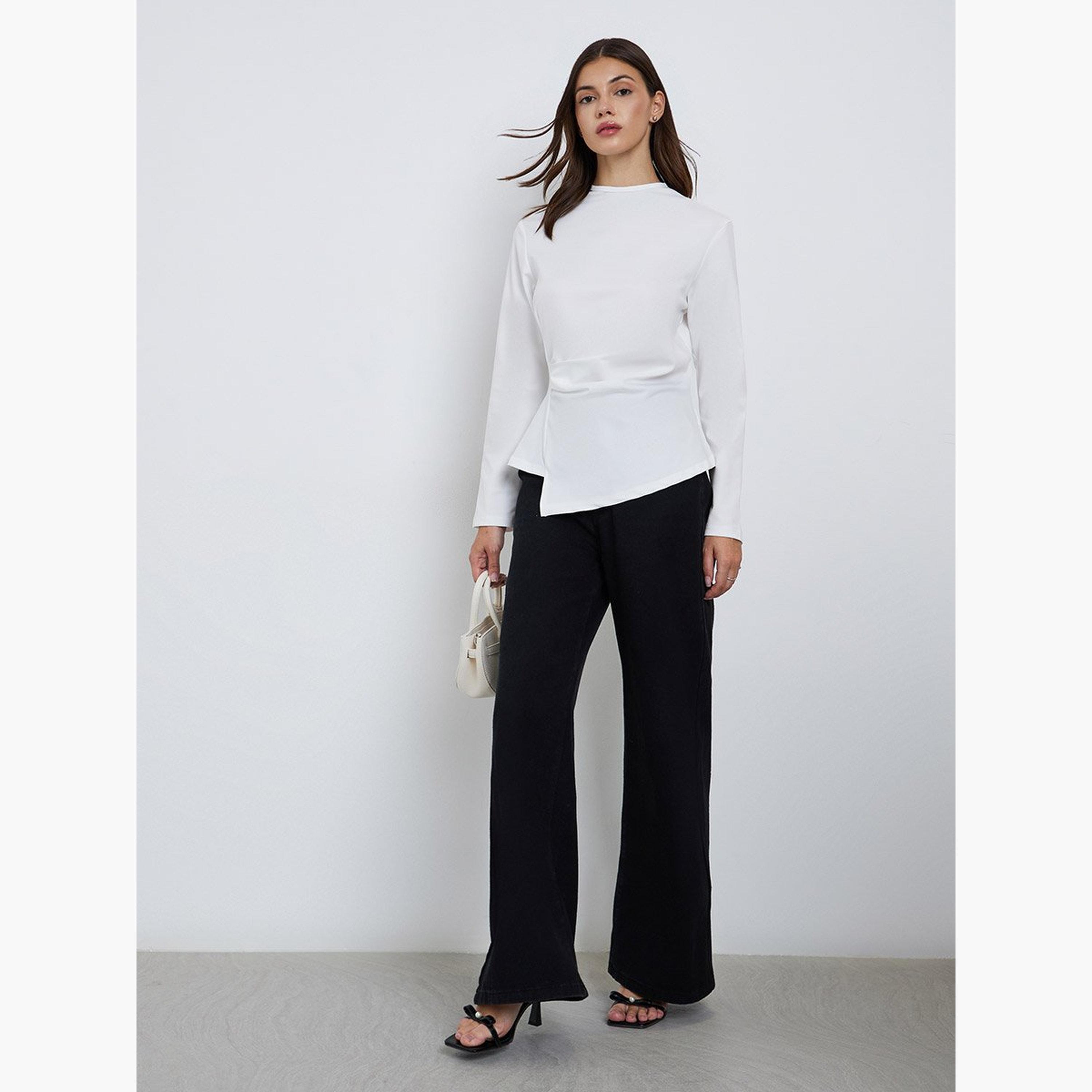 ستايلي - بلوزة للنساء بيضاء بأكمام طويلة-women-clothing-shirtsandblouses-blouses-image-2