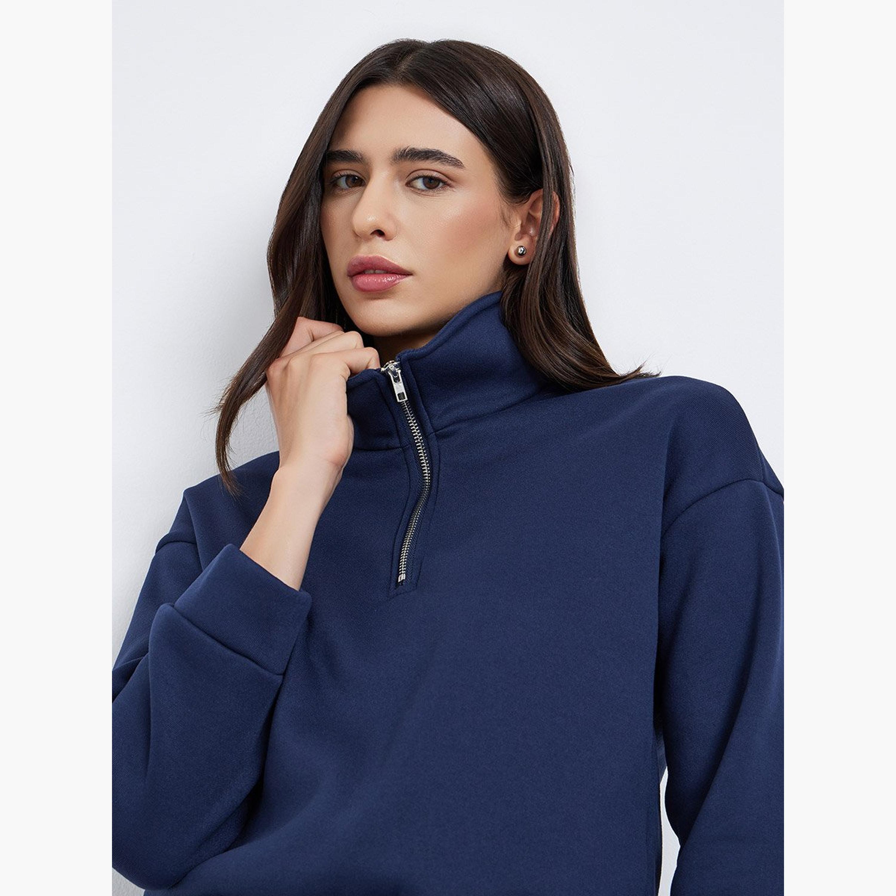 Styli Solid High Neck Long Sleeves Women's Sweatshirt-women-clothing-hoodiesandsweatshirts-sweatshirts-image-3