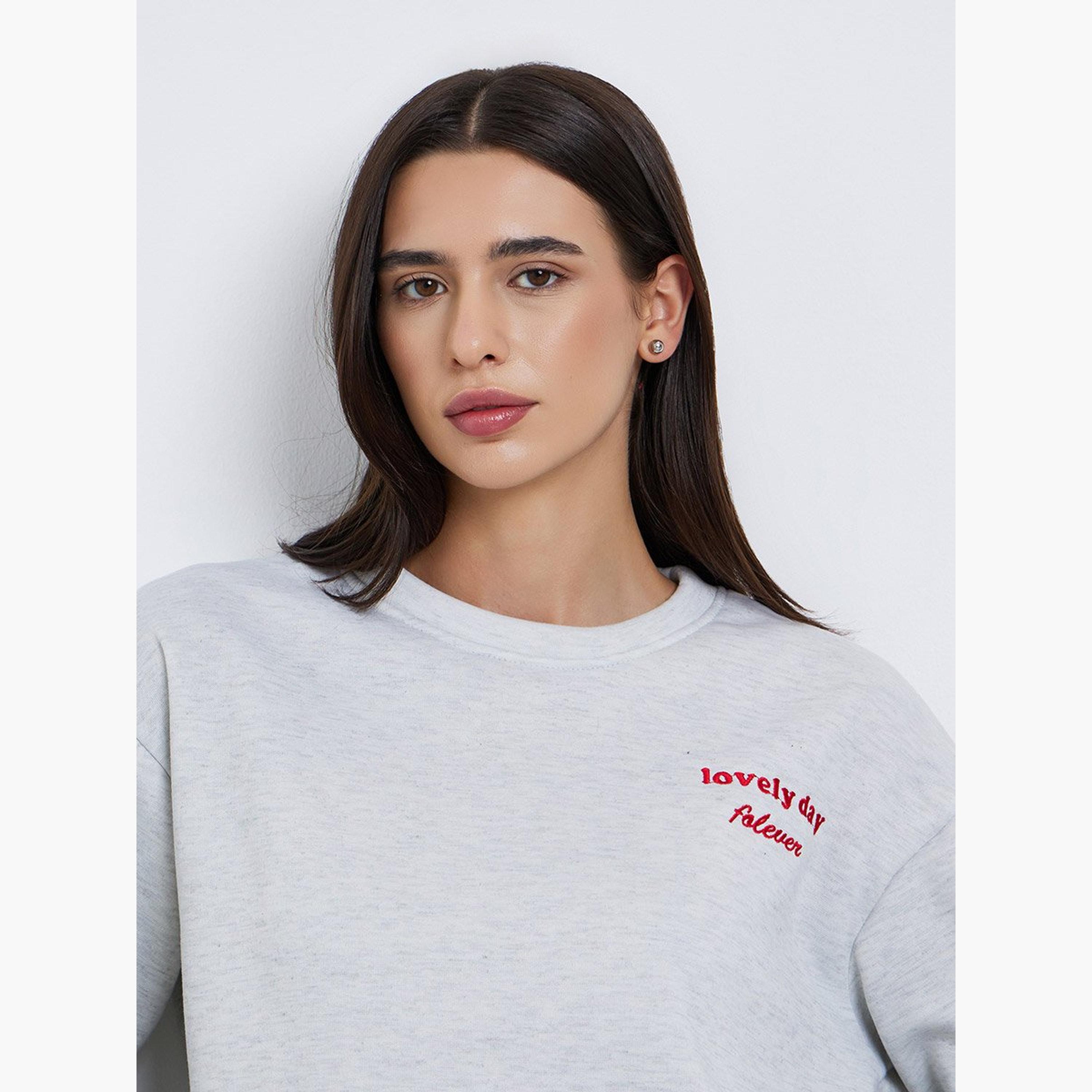 Styli Slogan Embroidered Round Neck Long Sleeves Women's Sweatshirt-women-clothing-hoodiesandsweatshirts-sweatshirts-image-4