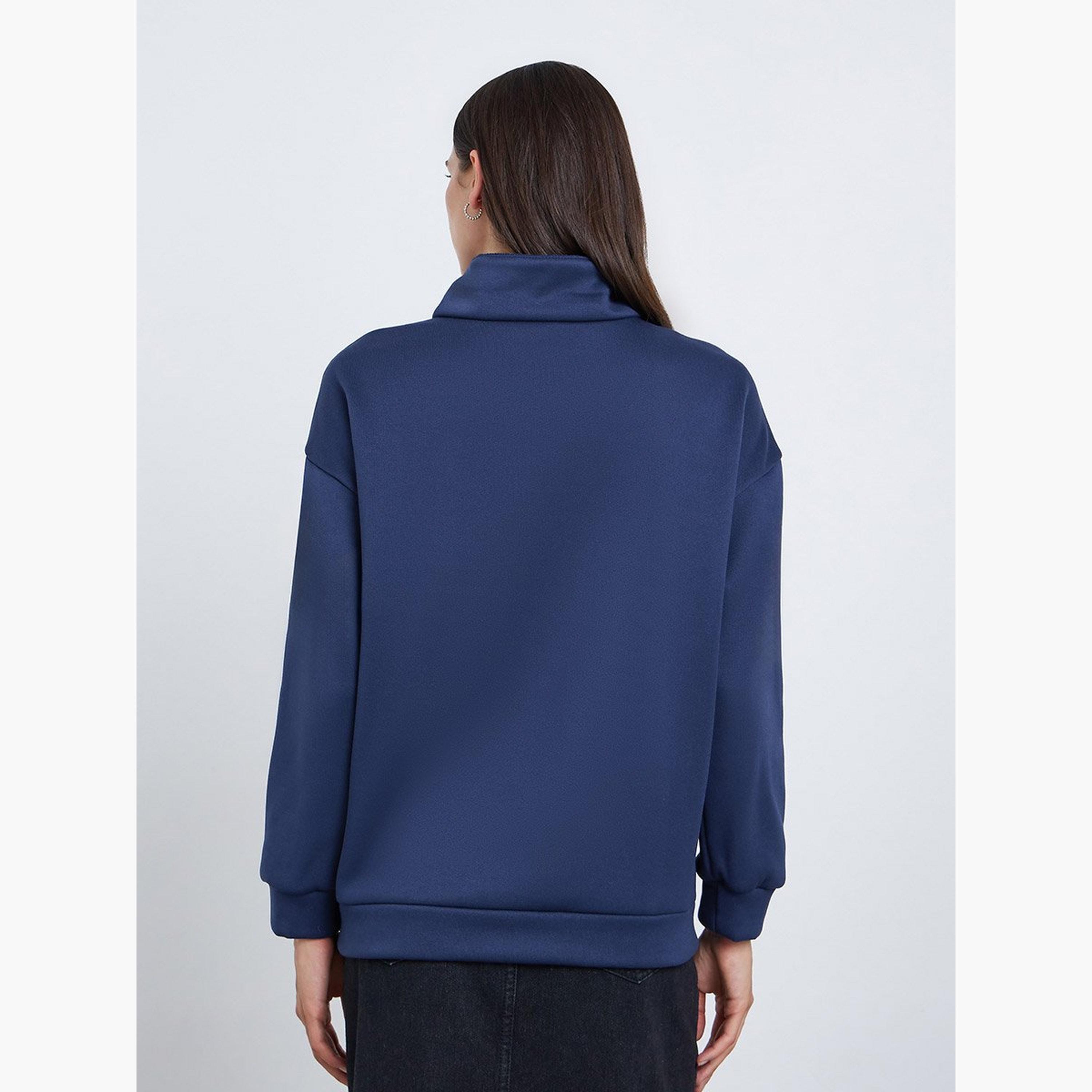 ستايلي - سويت شيرت أزرق داكن مطرز بشعار-women-winterwear-hoodiesandsweatshirts-sweatshirts-image-4