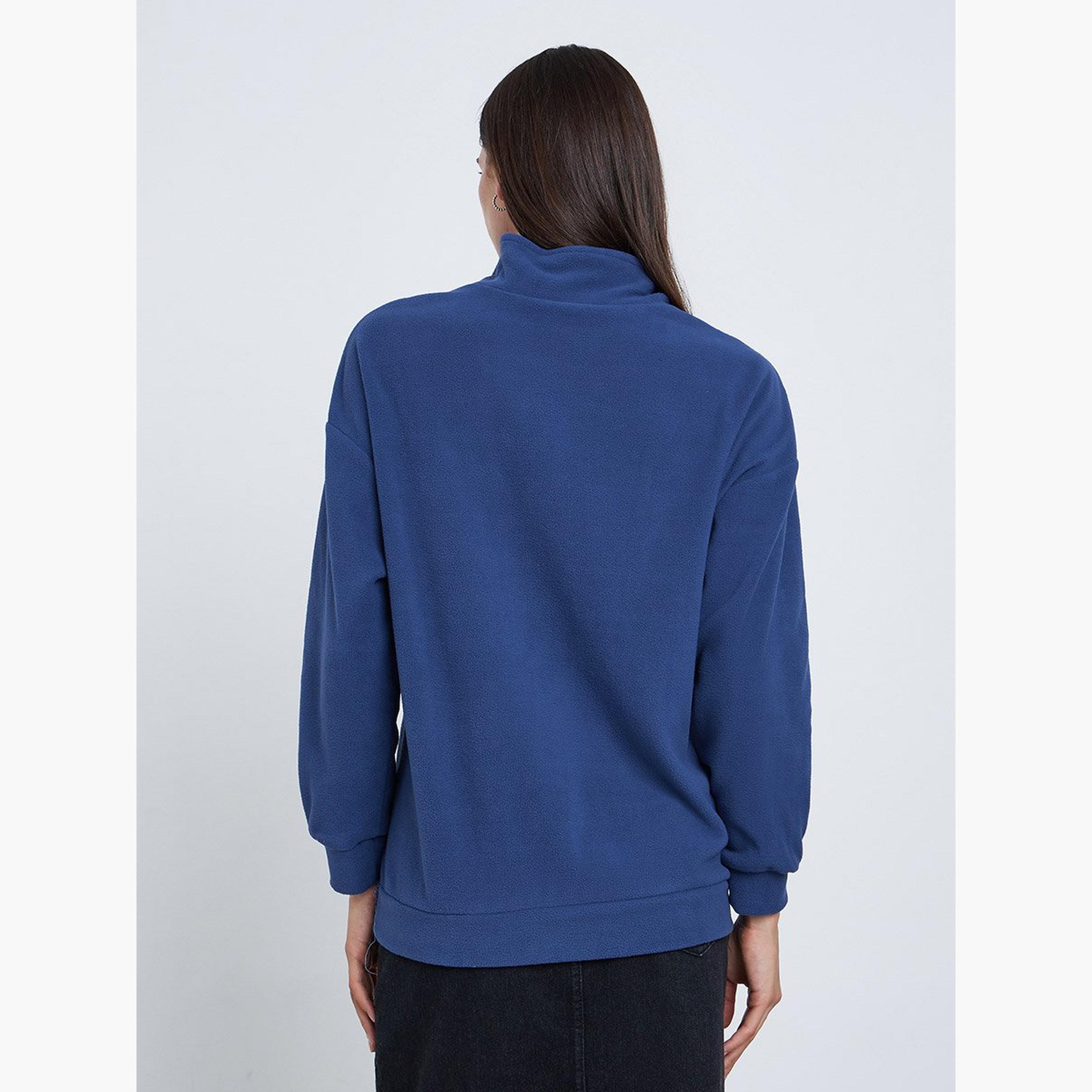 ستايلي - سويت شيرت مقاس كبير من الصوف القطبي الأزرق الداكن-women-winterwear-hoodiesandsweatshirts-sweatshirts-image-4