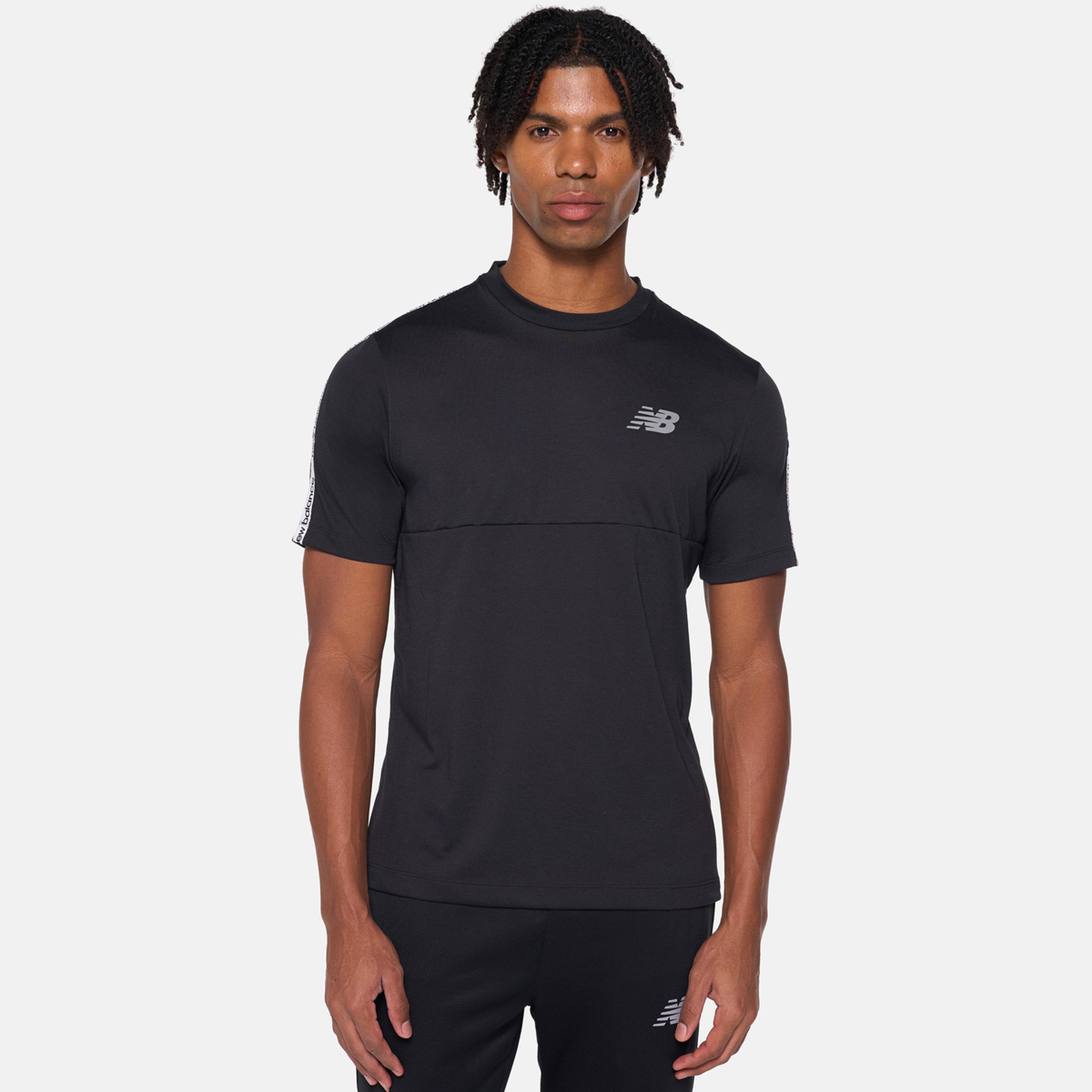 New Balance Men Black Logo Print Training T-Shirt-men-clothing-sportswearandactivewear-tshirtsandpolos-image-1