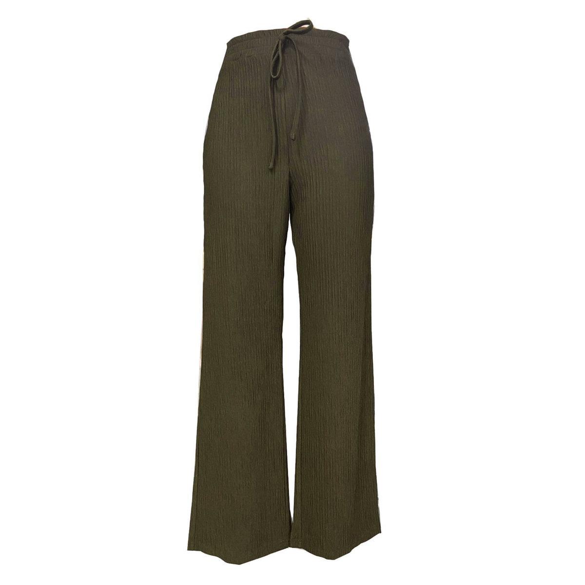 بنطال بخصر مطاطي وتفاصيل بارزة الملمس-women-clothing-bottoms-trousers-image-3